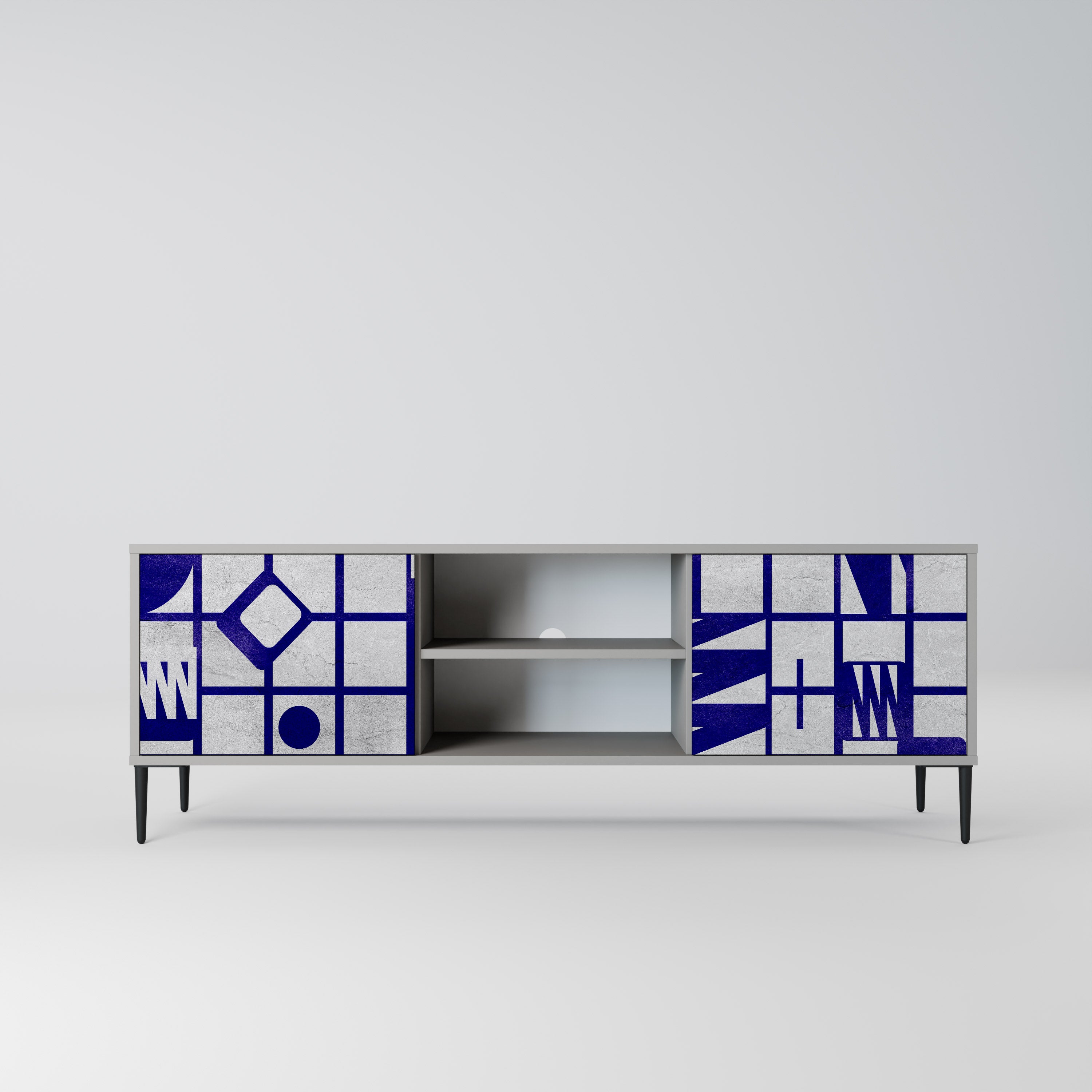 THE RIGHT PLACES 2-Door TV Stand in Grey Finish