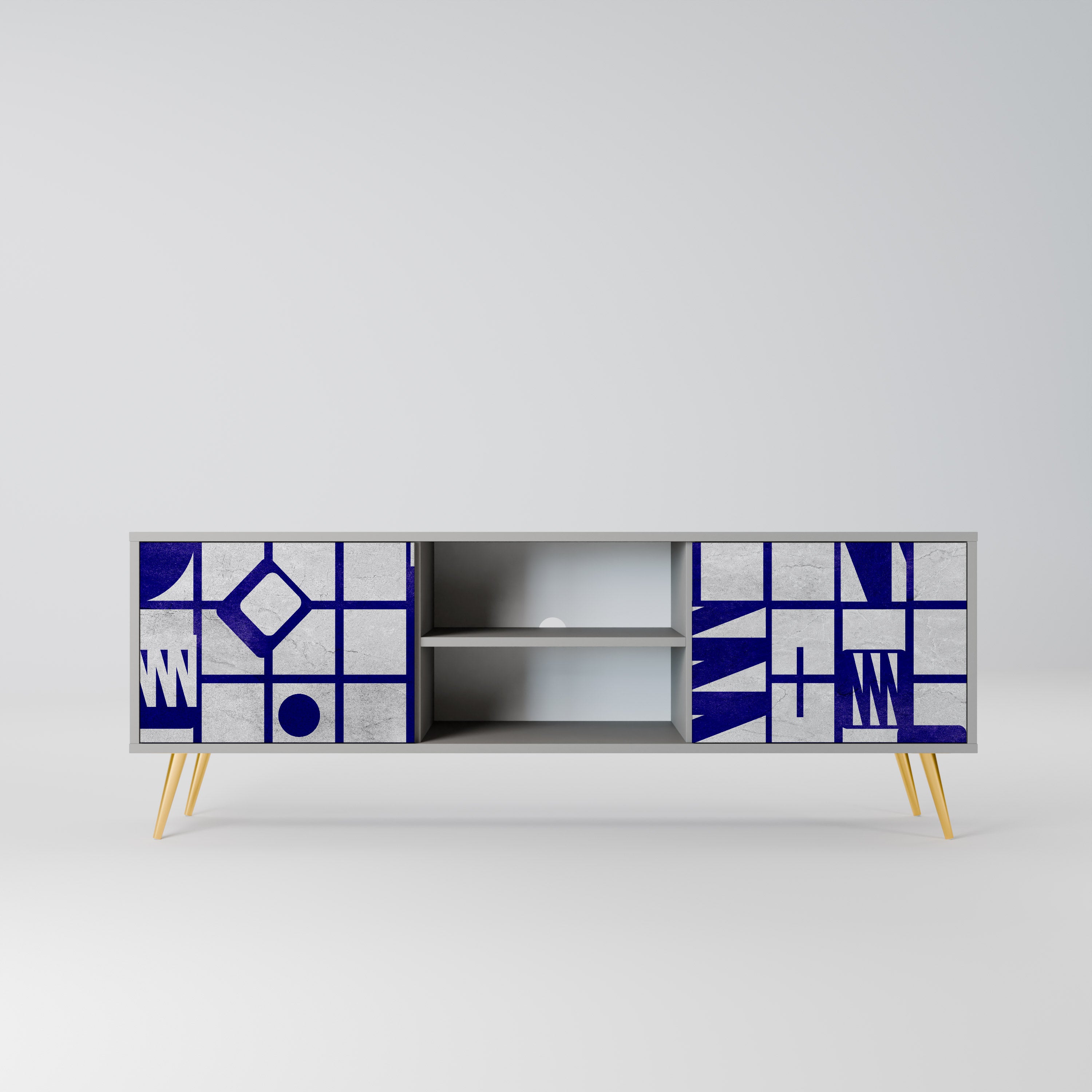 THE RIGHT PLACES 2-Door TV Stand in Grey Finish