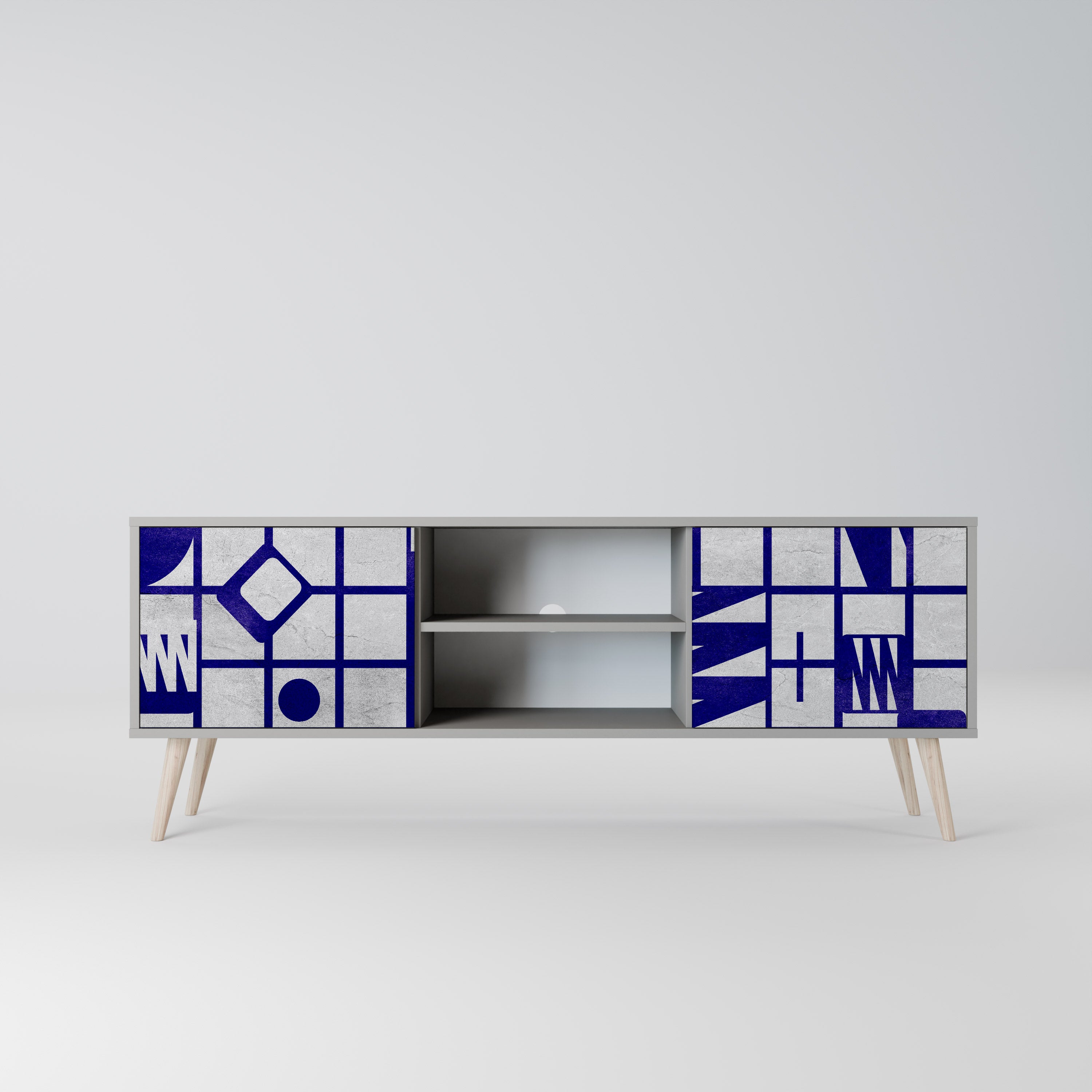 THE RIGHT PLACES 2-Door TV Stand in Grey Finish