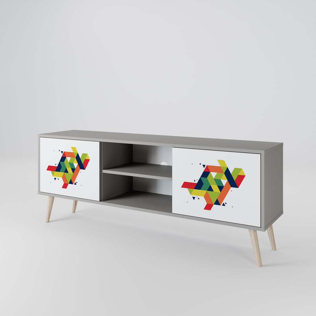 FUTURE SIGN 2-Door TV Stand in Grey Finish