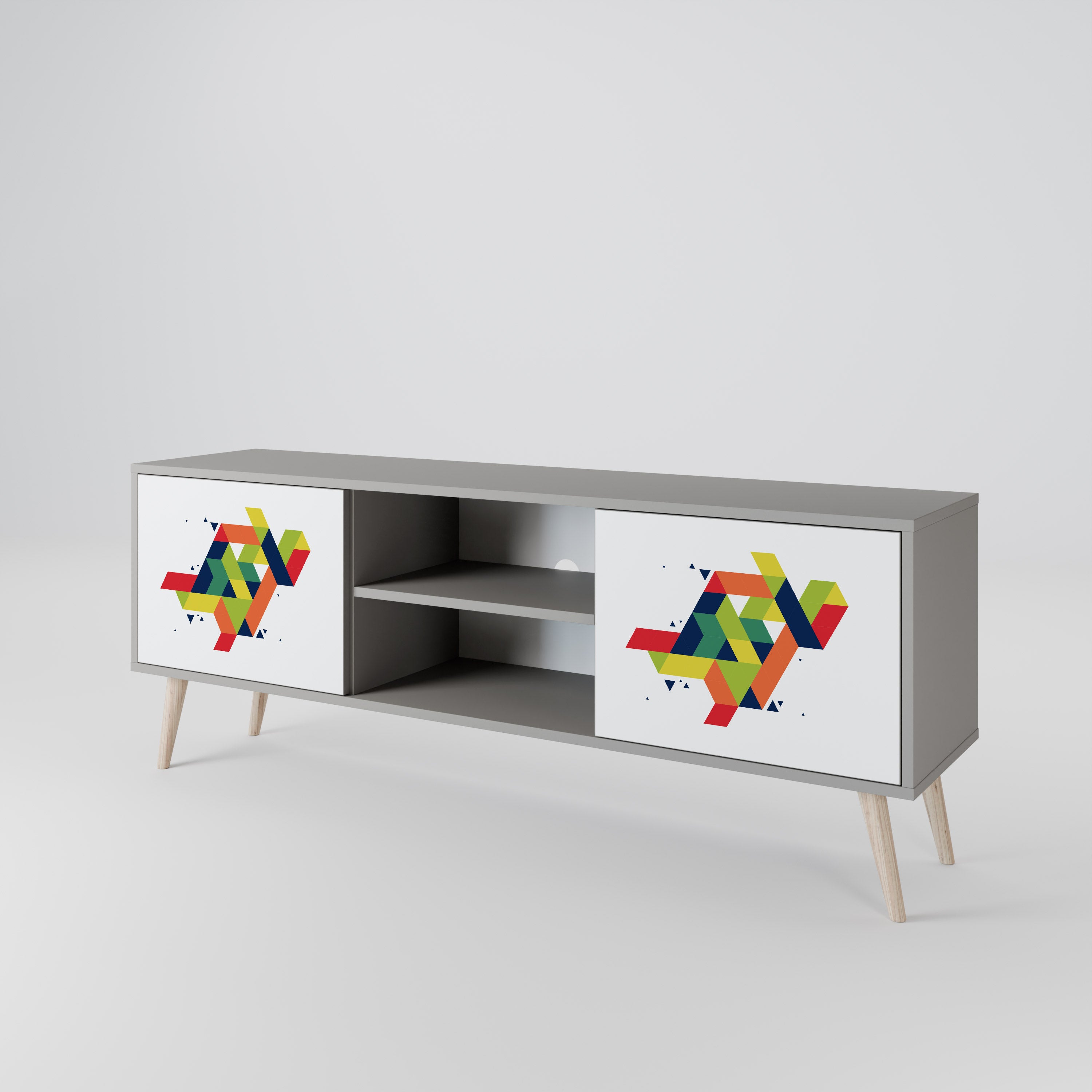 FUTURE SIGN 2-Door TV Stand in Grey Finish