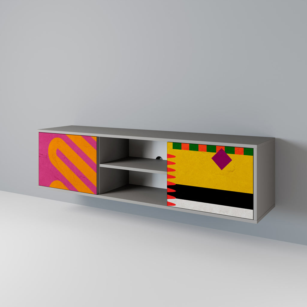 VIVID ART 2-Door TV Stand in Grey Finish