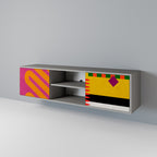 VIVID ART Mueble de TV de 2 Puertas en Acabado Gris