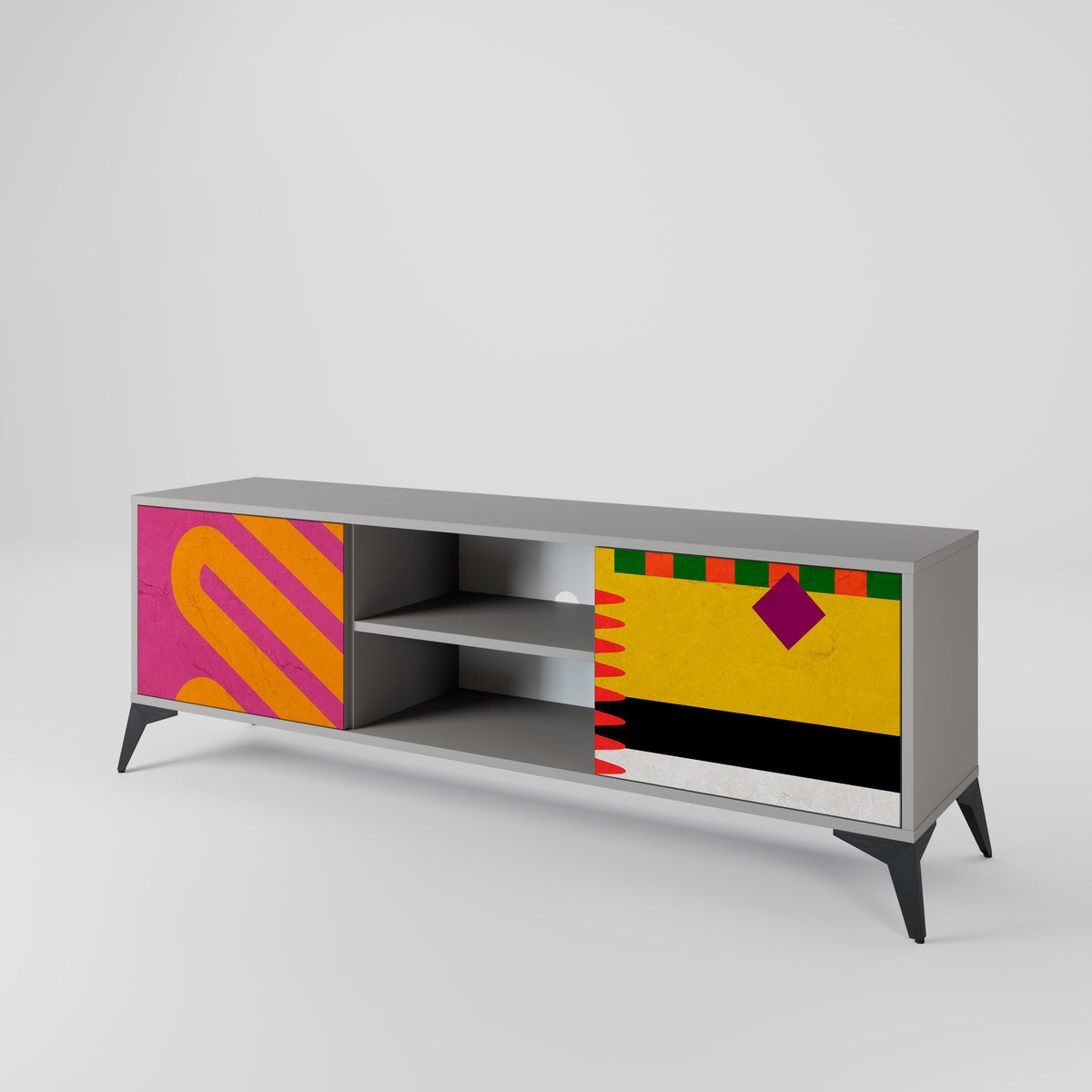 VIVID ART Mueble de TV de 2 Puertas