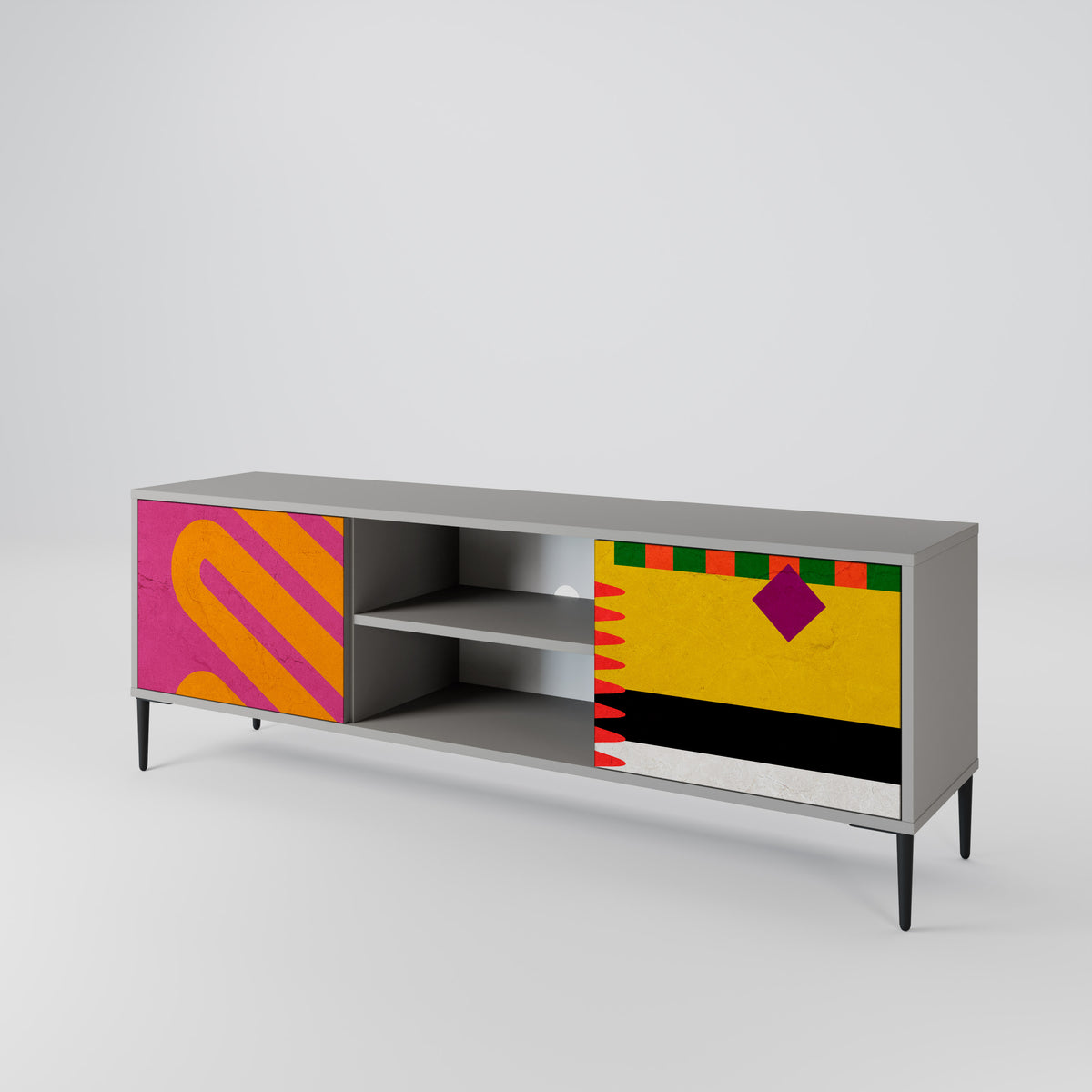 VIVID ART Mueble de TV de 2 Puertas
