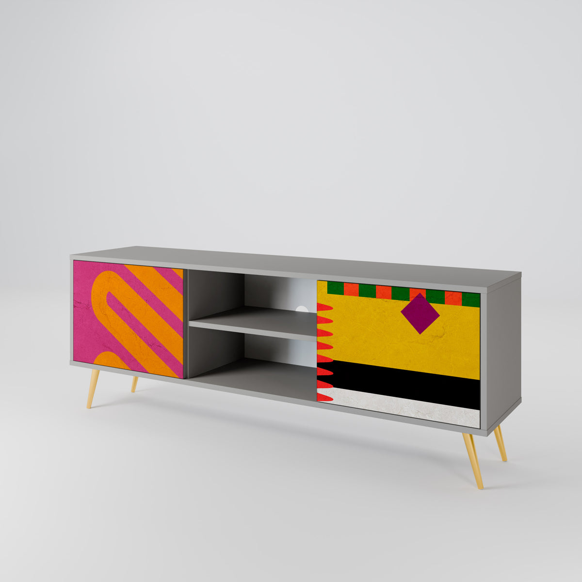 VIVID ART Mueble de TV de 2 Puertas