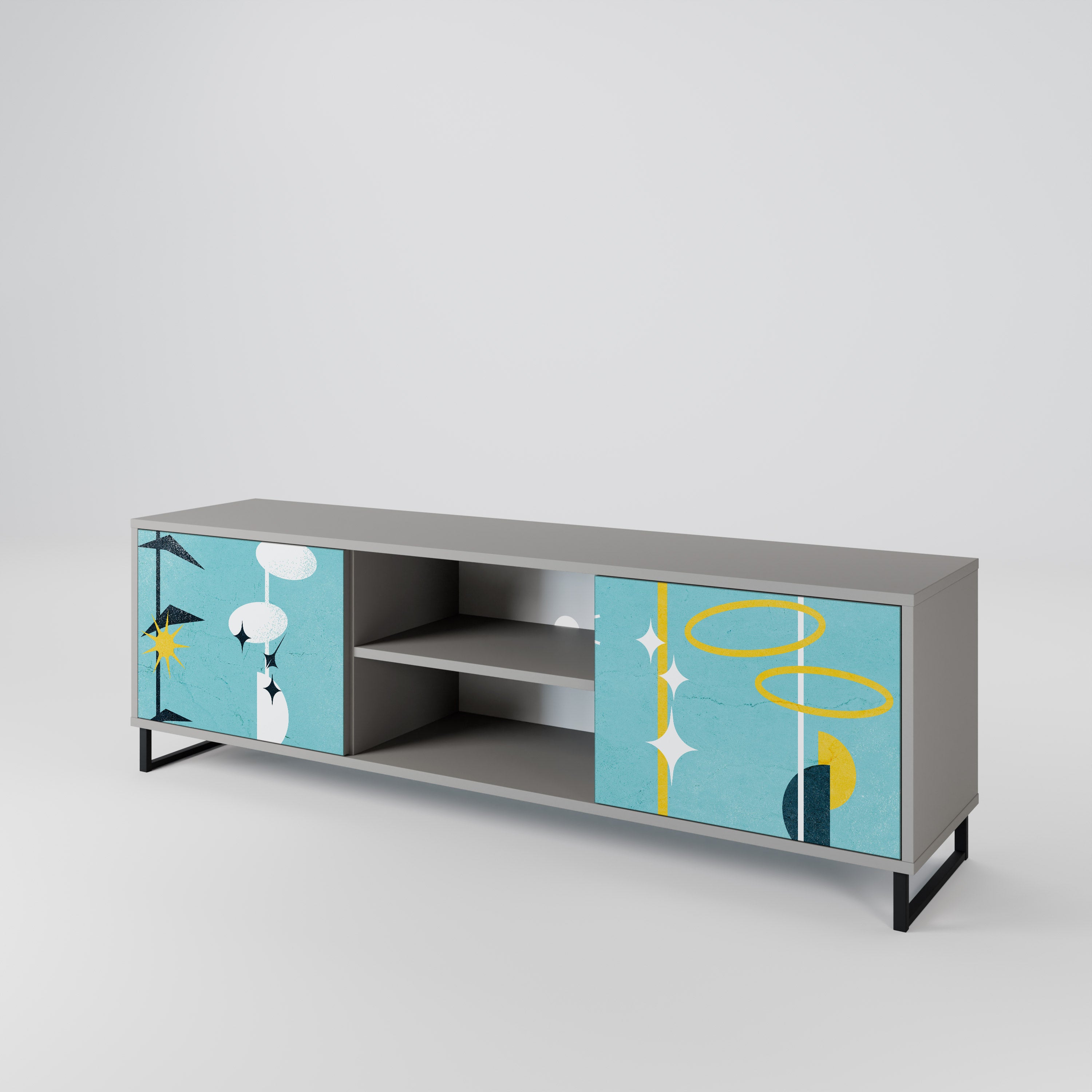 PATHS TO HAPPINESS 2-Door TV Stand in Grey Finish