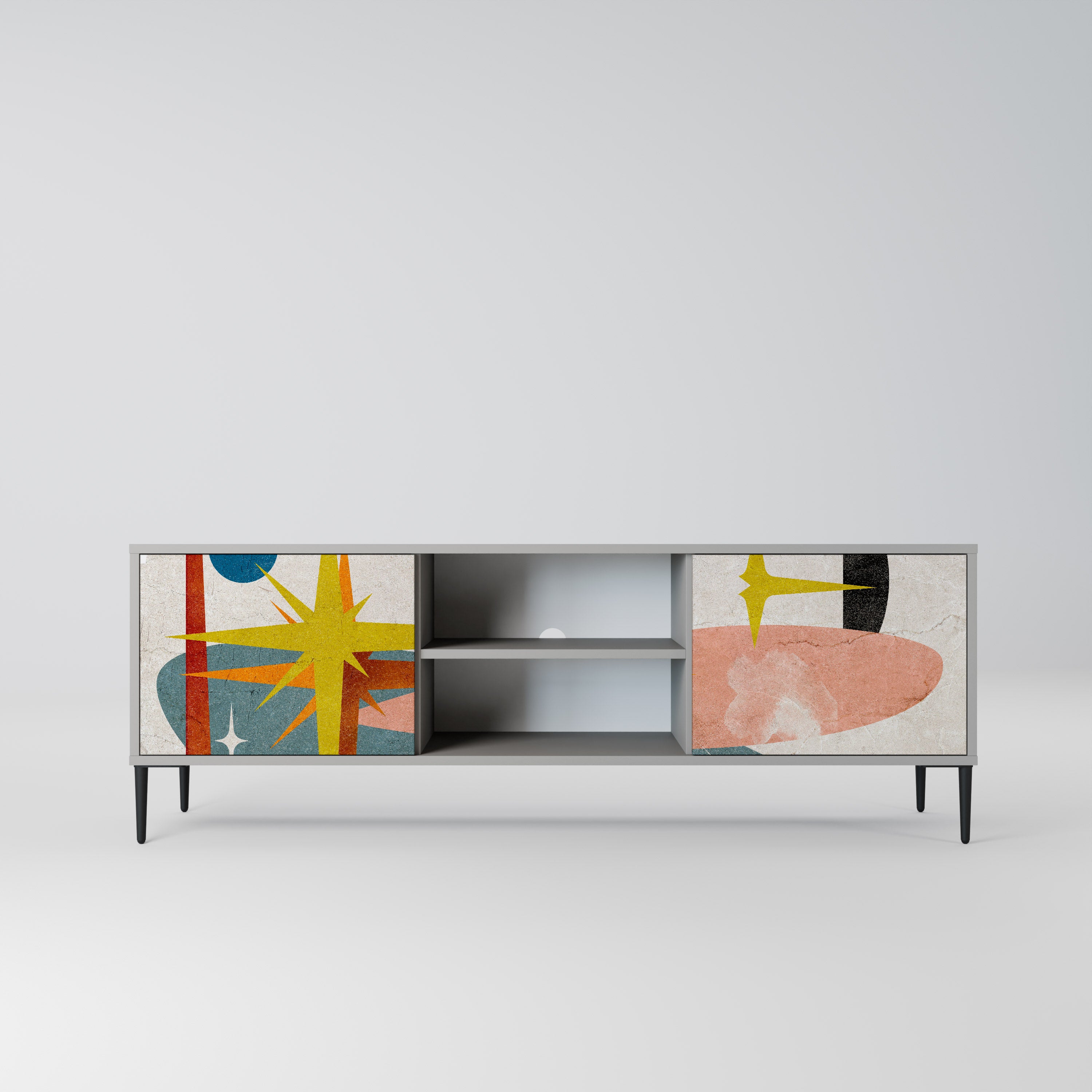 INTERSTELLAR VIBES 2-Door TV Stand in Grey Finish