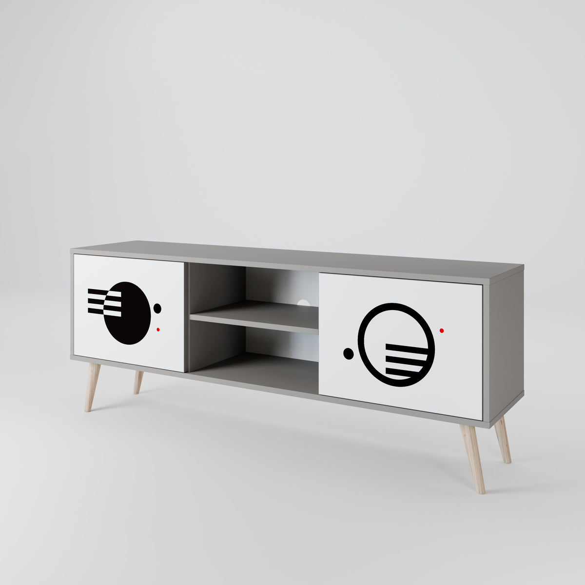 BLACK AND WHITE COMBINATION Mueble de TV de 2 Puertas