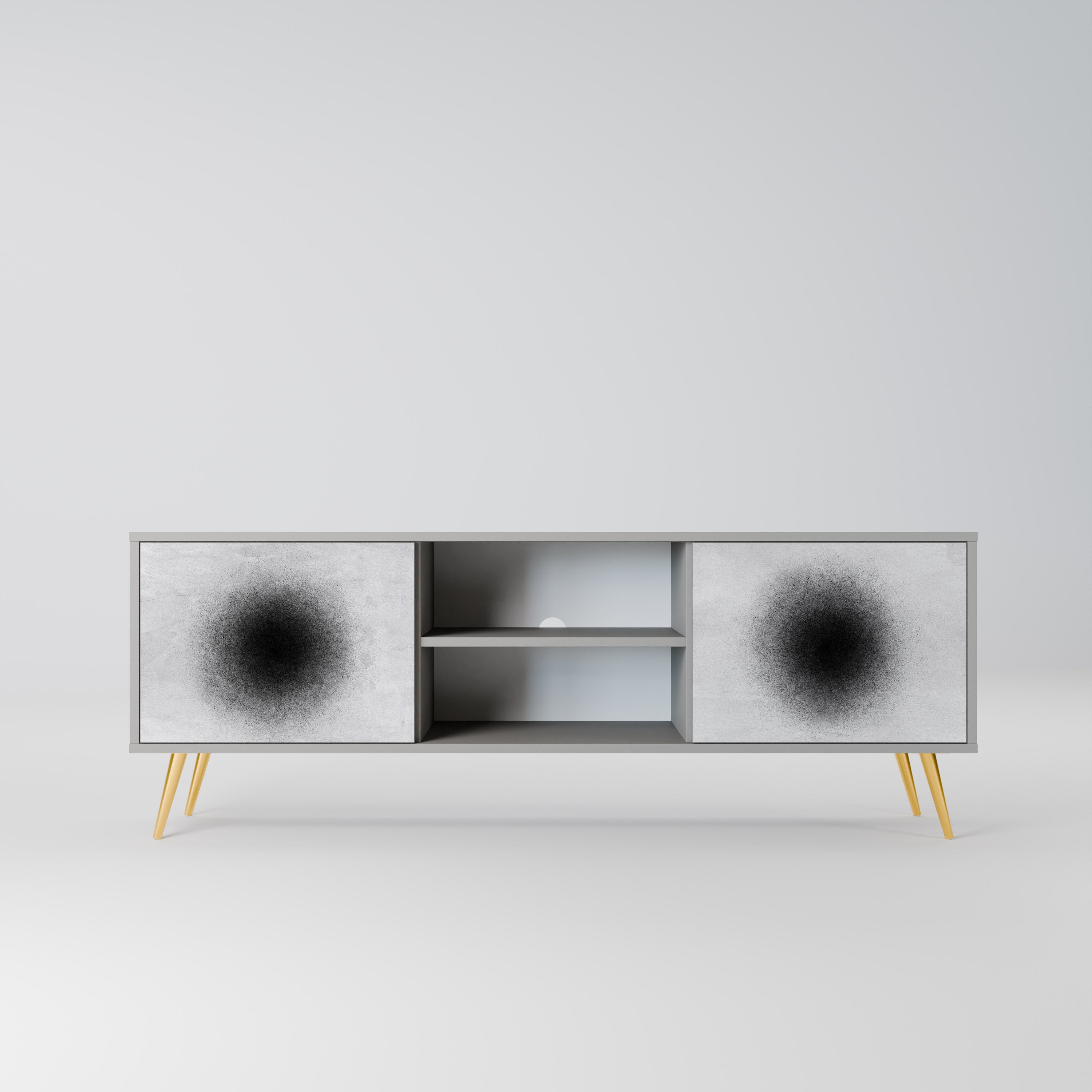 BLACK HOLE 2-Door TV Stand in Grey Finish