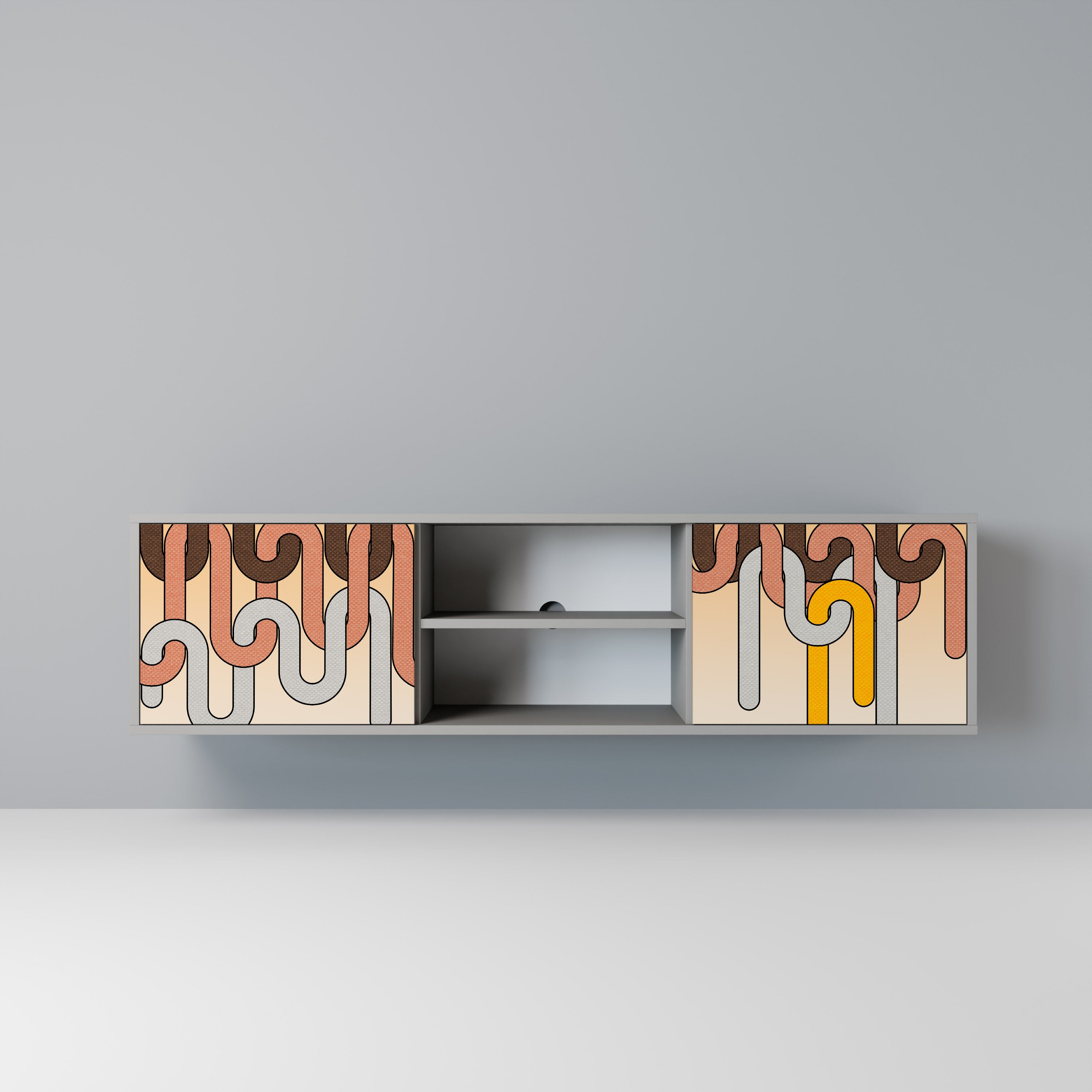 COLORFUL STRINGS 2-Door TV Stand in Grey Finish