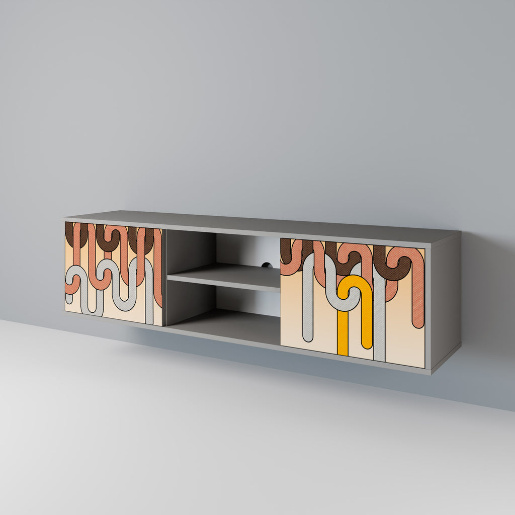 Mueble de TV de 2 puertas COLORFUL STRINGS en acabado gris
