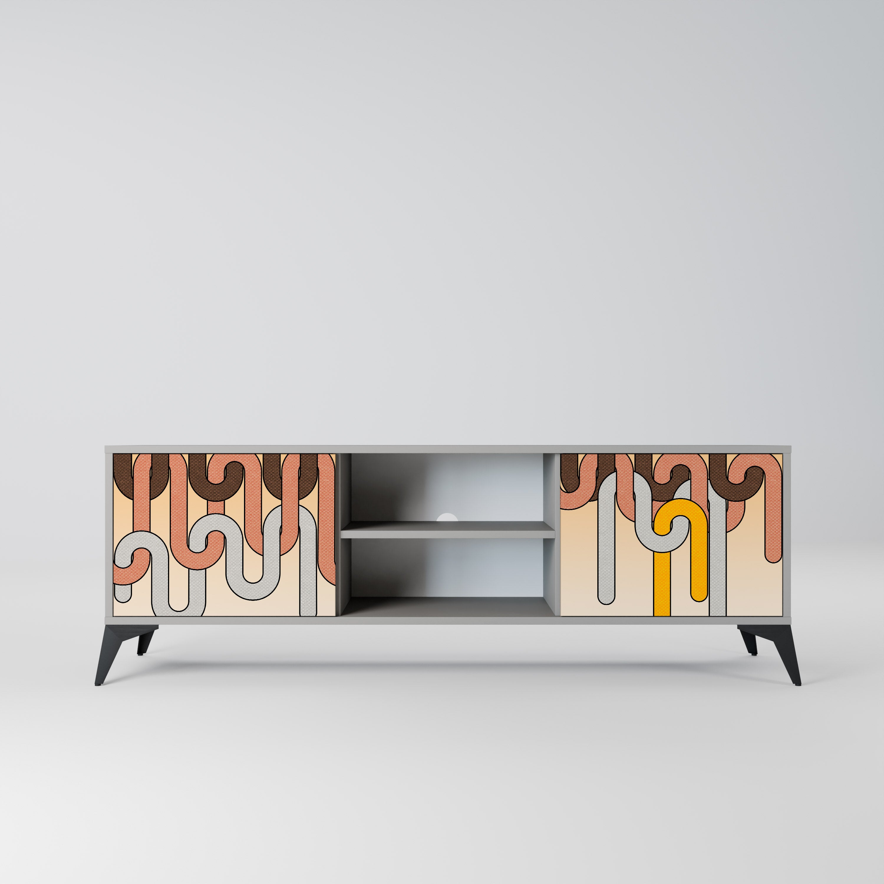 COLORFUL STRINGS 2-Door TV Stand in Grey Finish