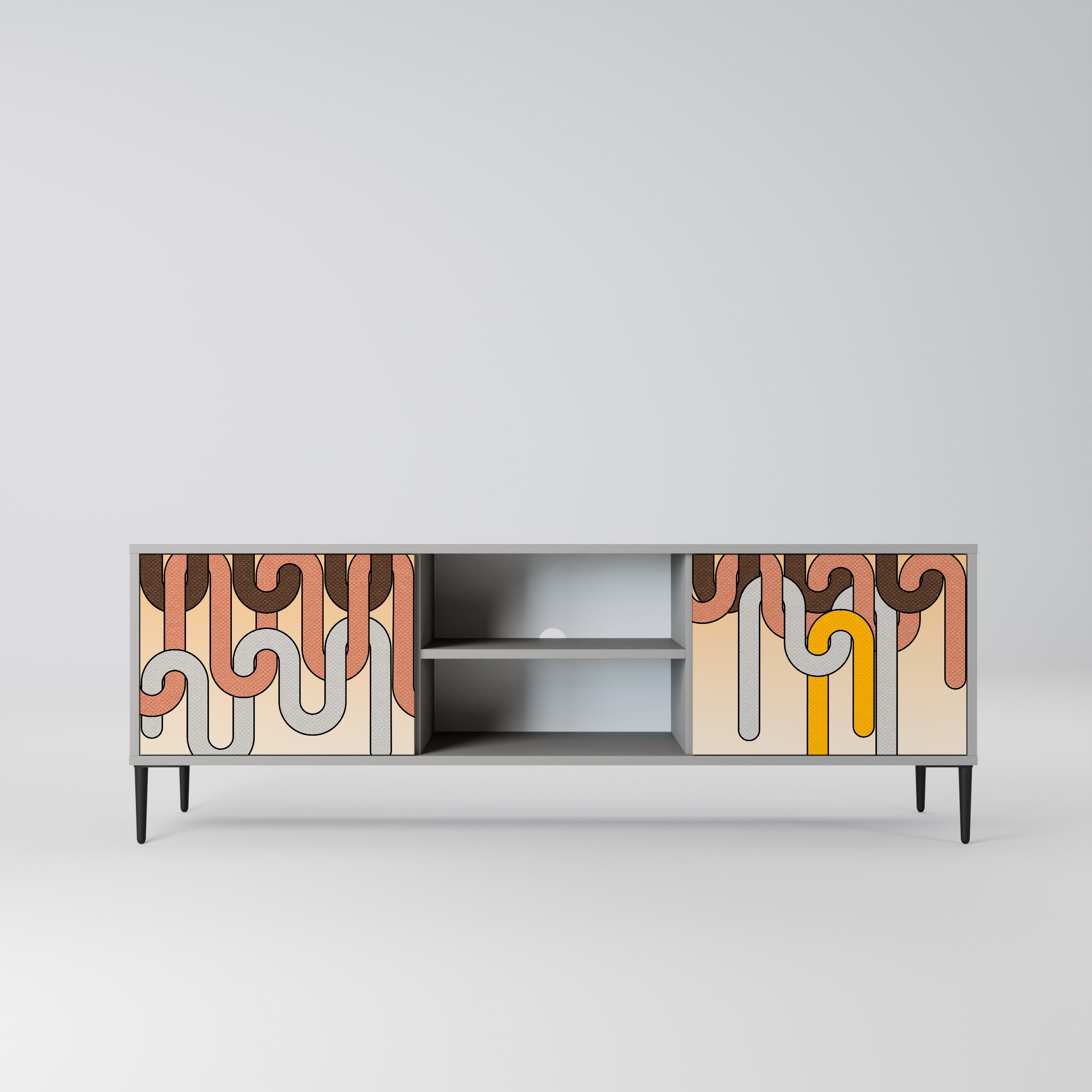 COLORFUL STRINGS 2-Door TV Stand in Grey Finish