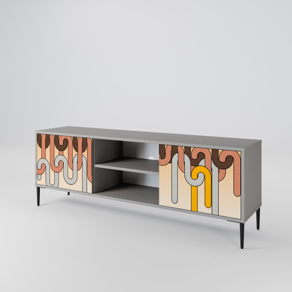 Mueble de TV de 2 puertas COLORFUL STRINGS en acabado gris