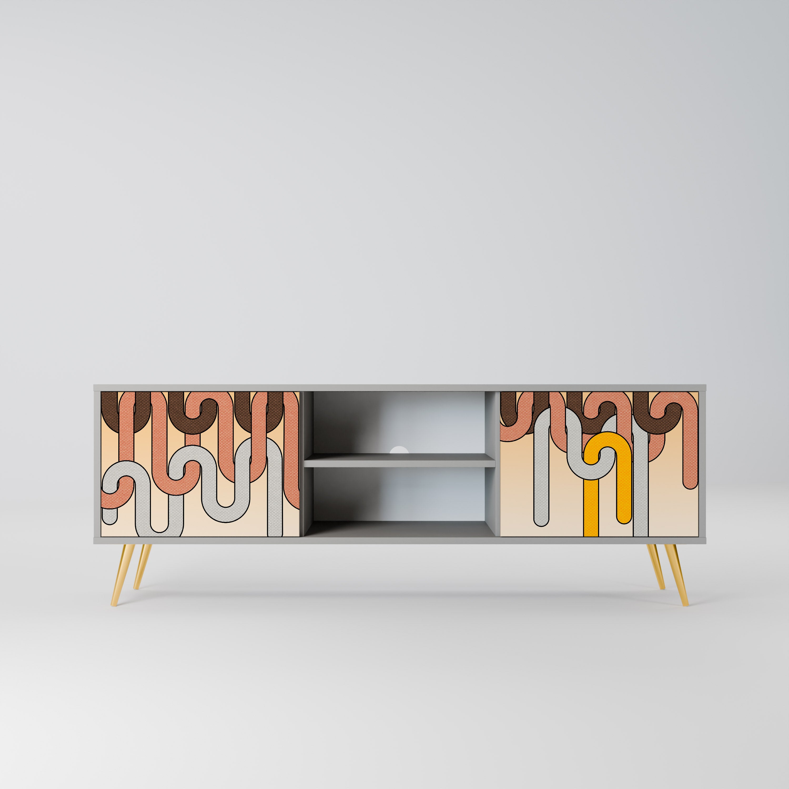 COLORFUL STRINGS 2-Door TV Stand in Grey Finish