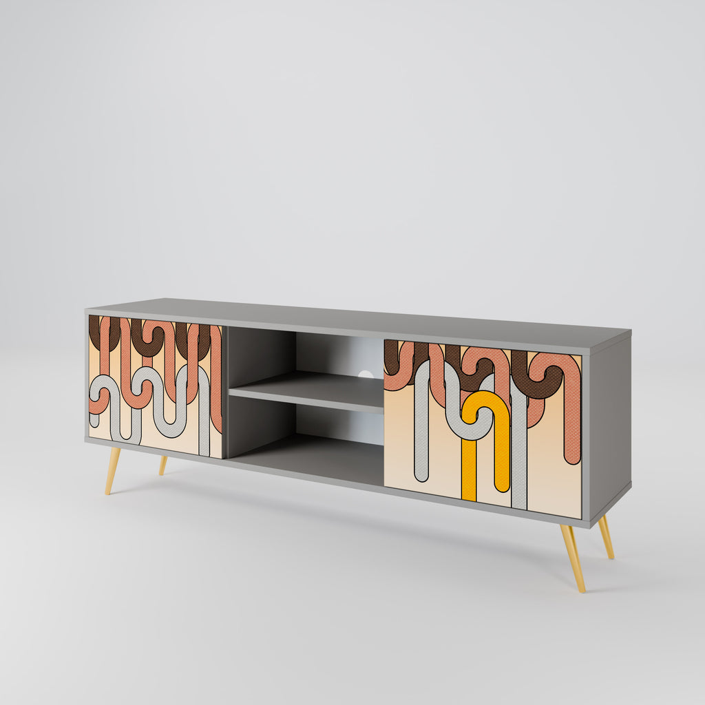 Mueble de TV de 2 puertas COLORFUL STRINGS en acabado gris