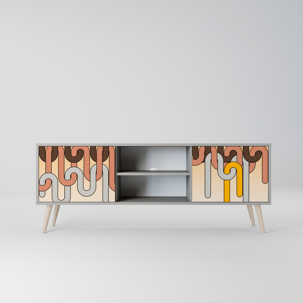 Mueble de TV de 2 puertas COLORFUL STRINGS en acabado gris