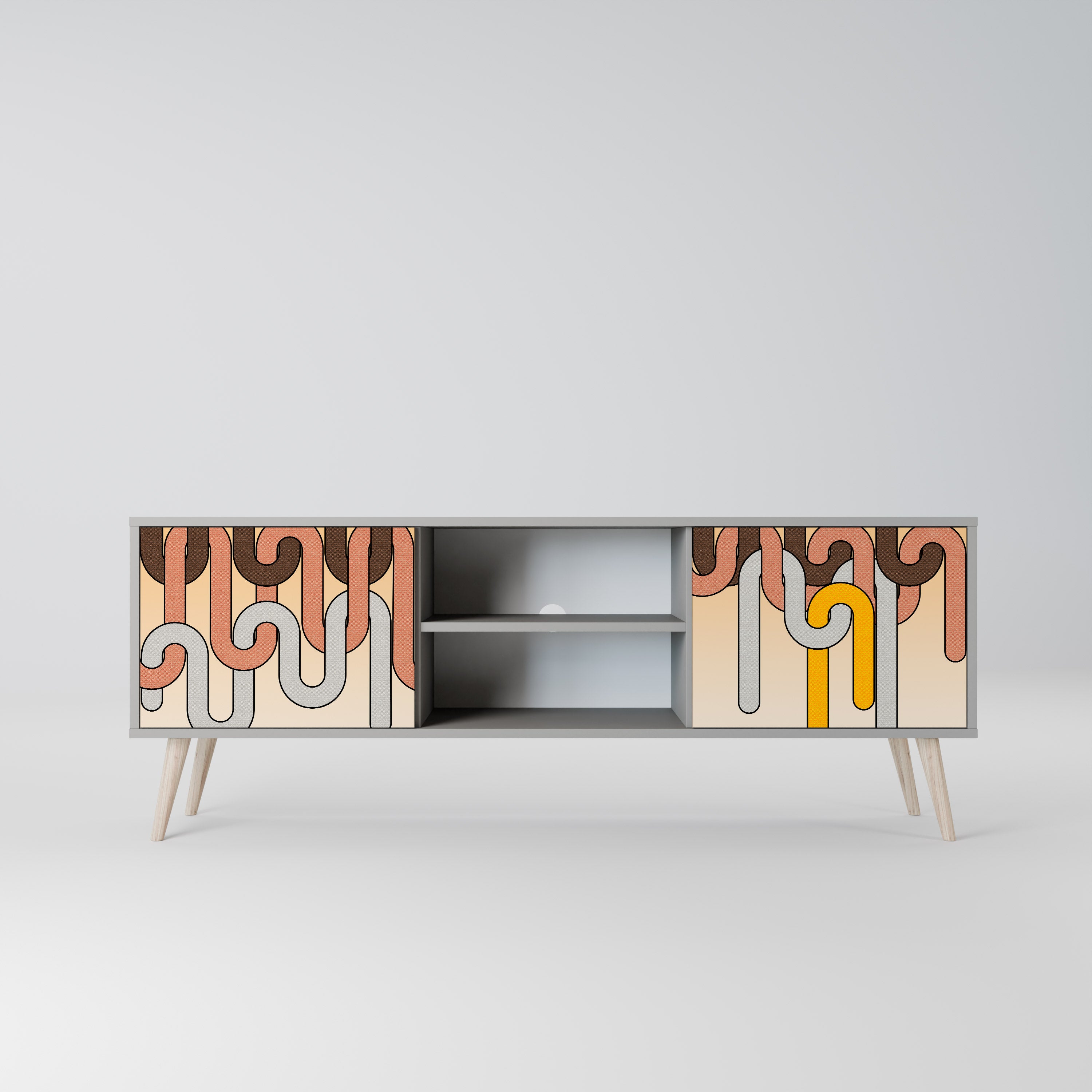 COLORFUL STRINGS 2-Door TV Stand in Grey Finish