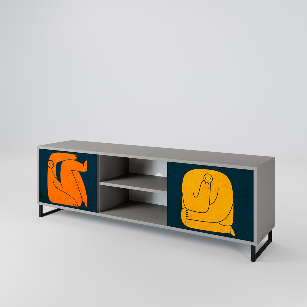 TOGETHER BUT SEPARATELY 2-Door TV Stand in Grey Finish