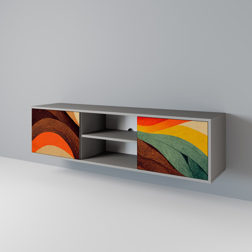 Mueble de TV de 2 puertas COLORFUL STRANDS en acabado gris