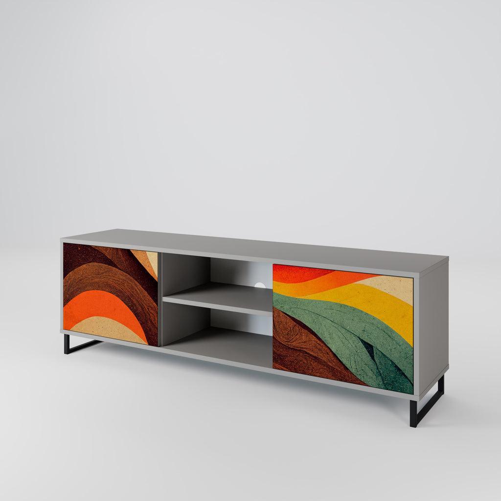 Mueble de TV de 2 puertas COLORFUL STRANDS en acabado gris