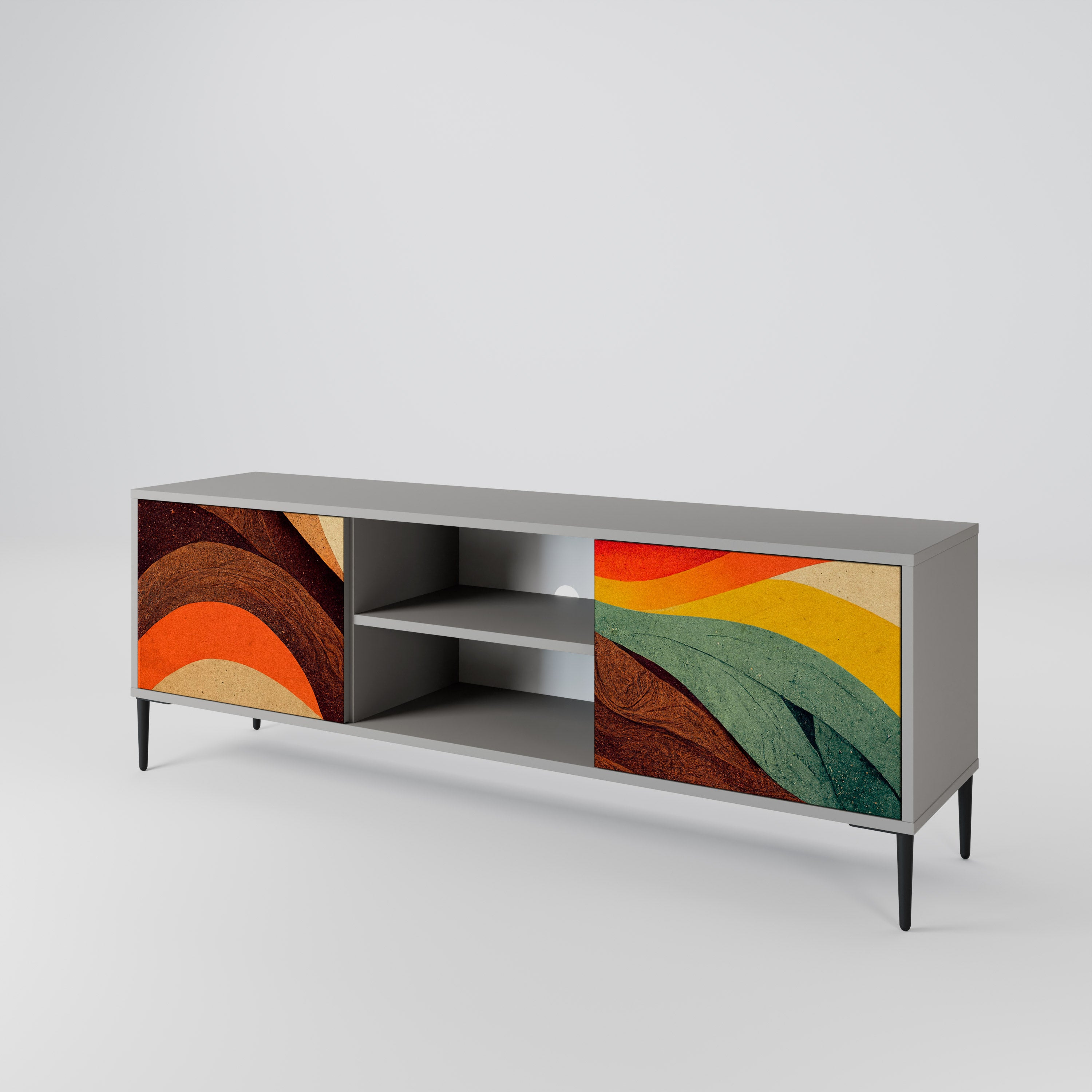 COLORFUL STRANDS 2-Door TV Stand in Grey Finish