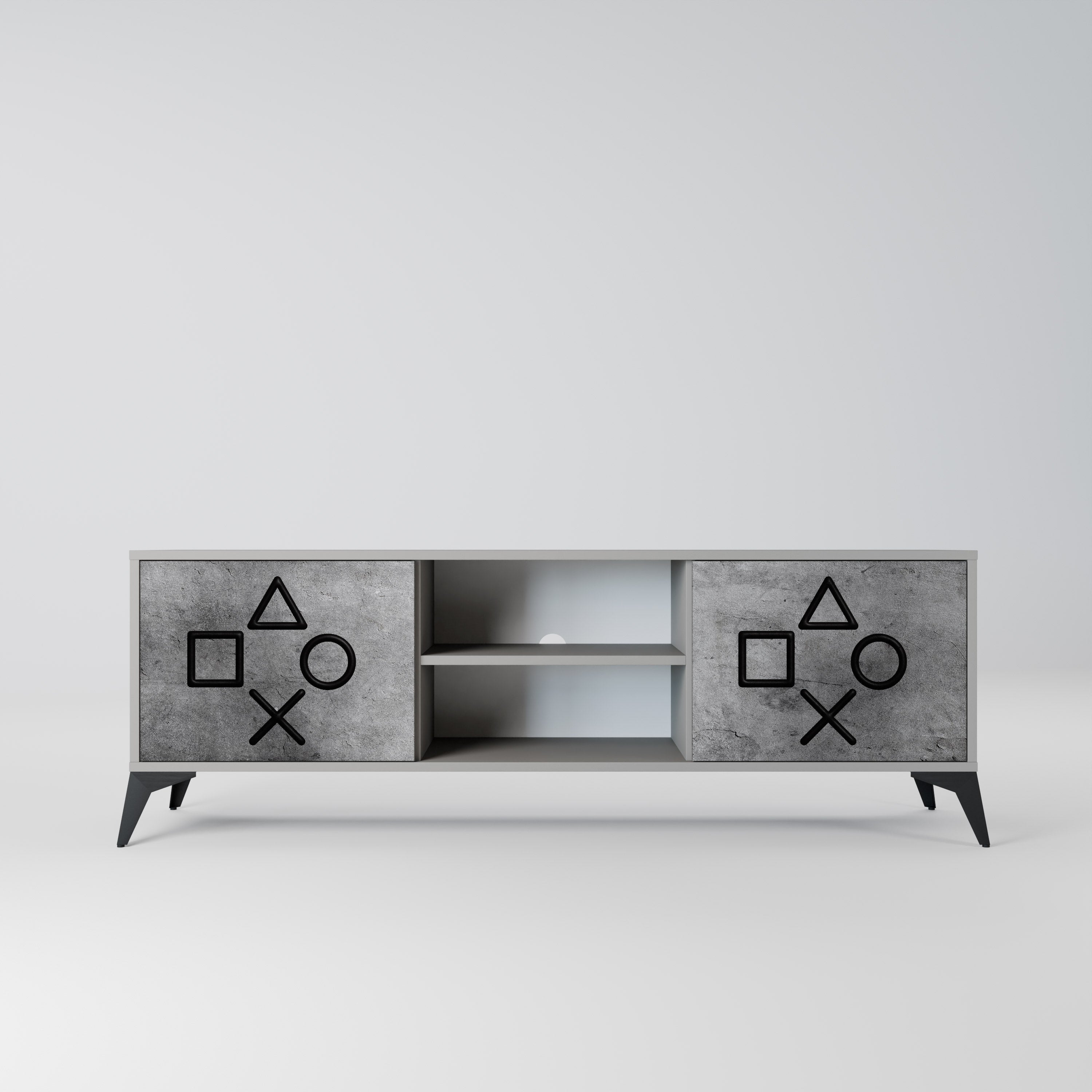 GAMER CHOICE 2-Door TV Stand in Grey Finish