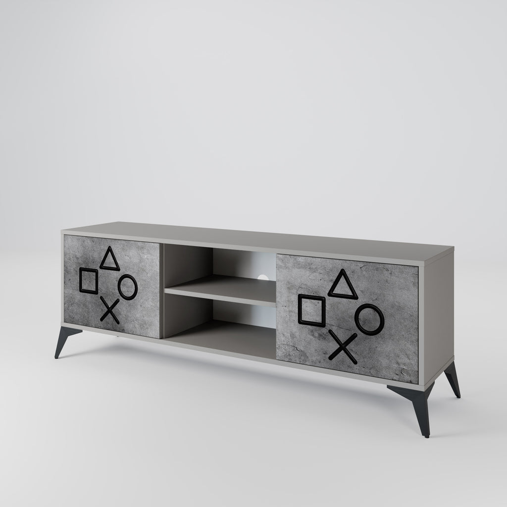 GAMER CHOICE 2-Door TV Stand in Grey Finish