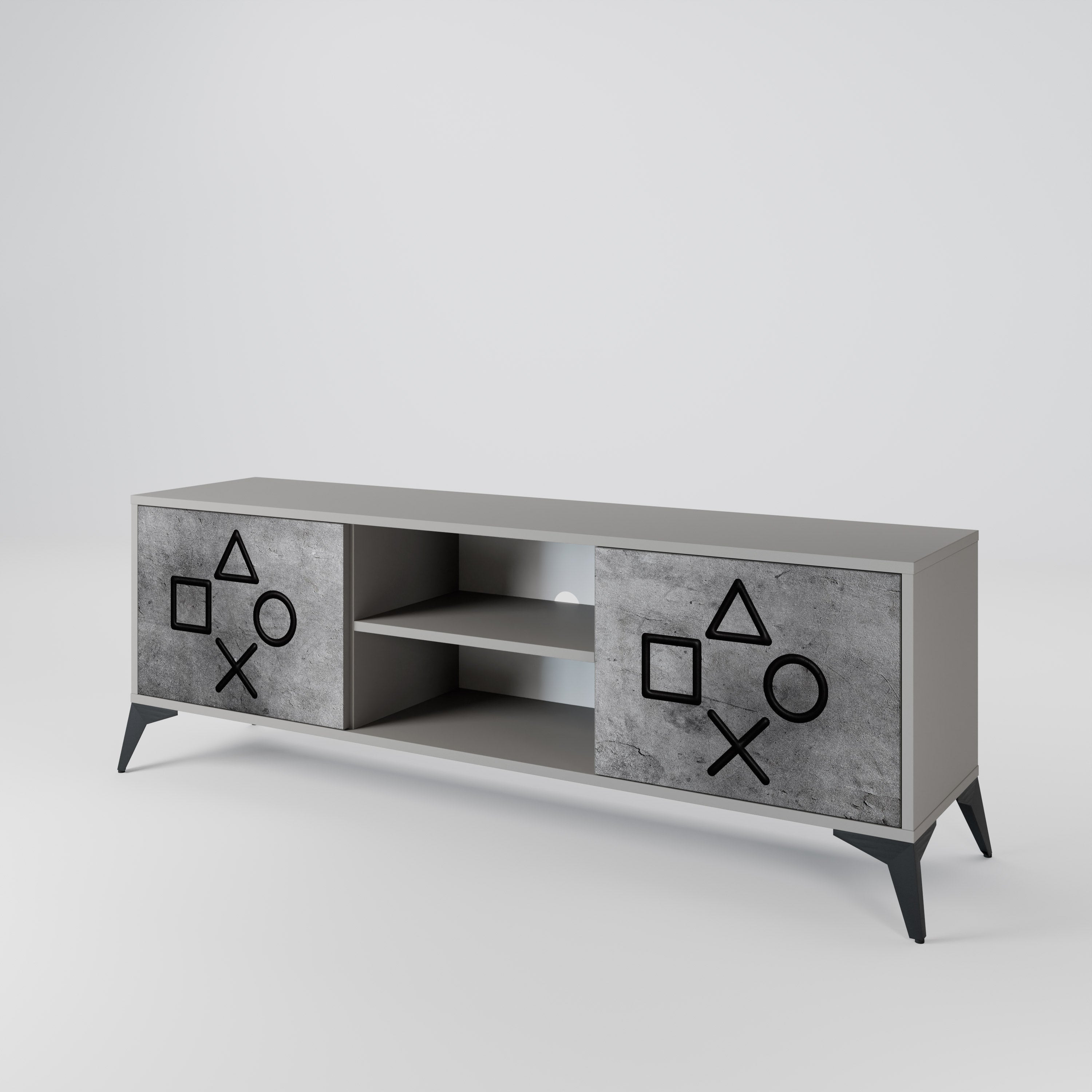GAMER CHOICE 2-Door TV Stand in Grey Finish