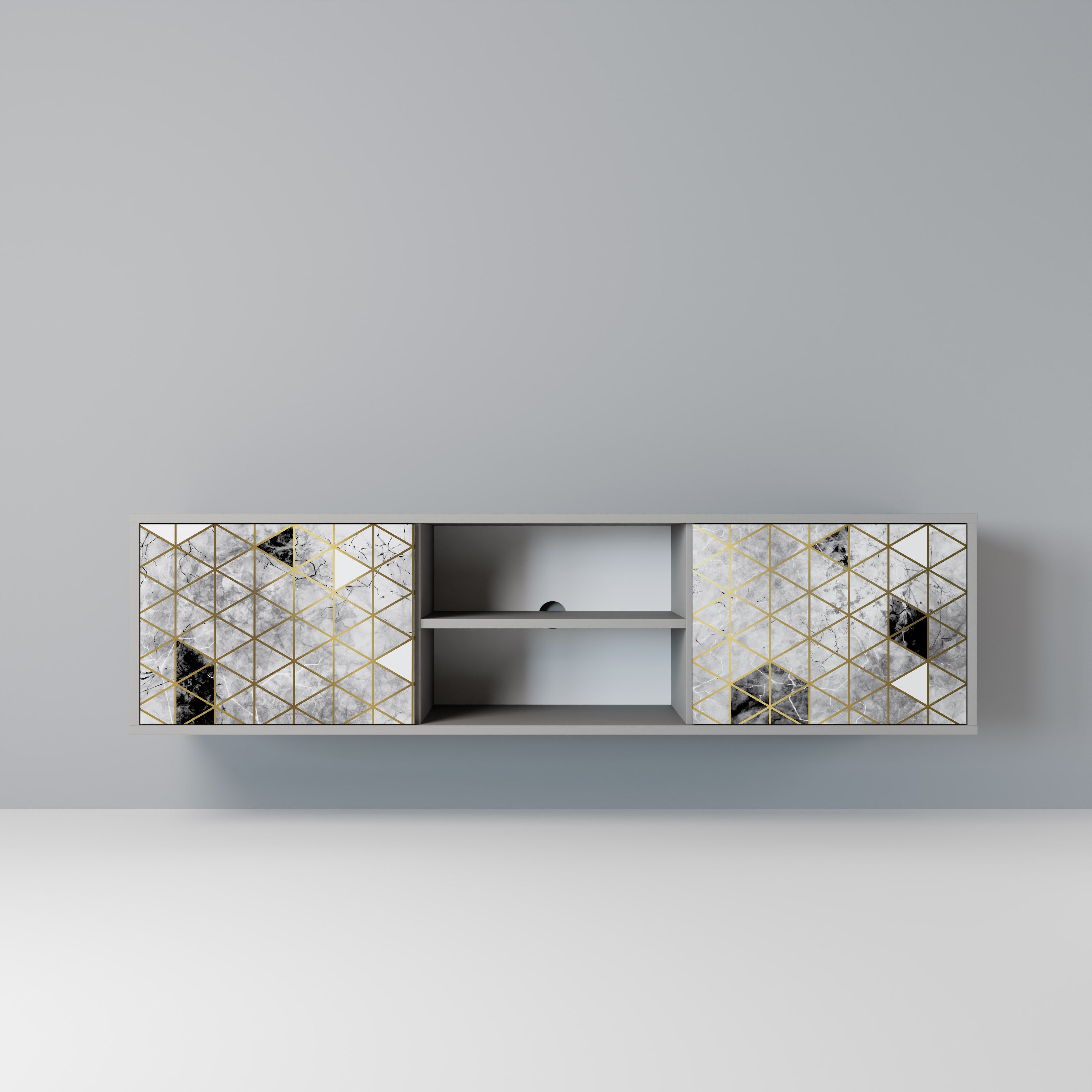 ASHEN ARIA 2-Door TV Stand in Grey Finish