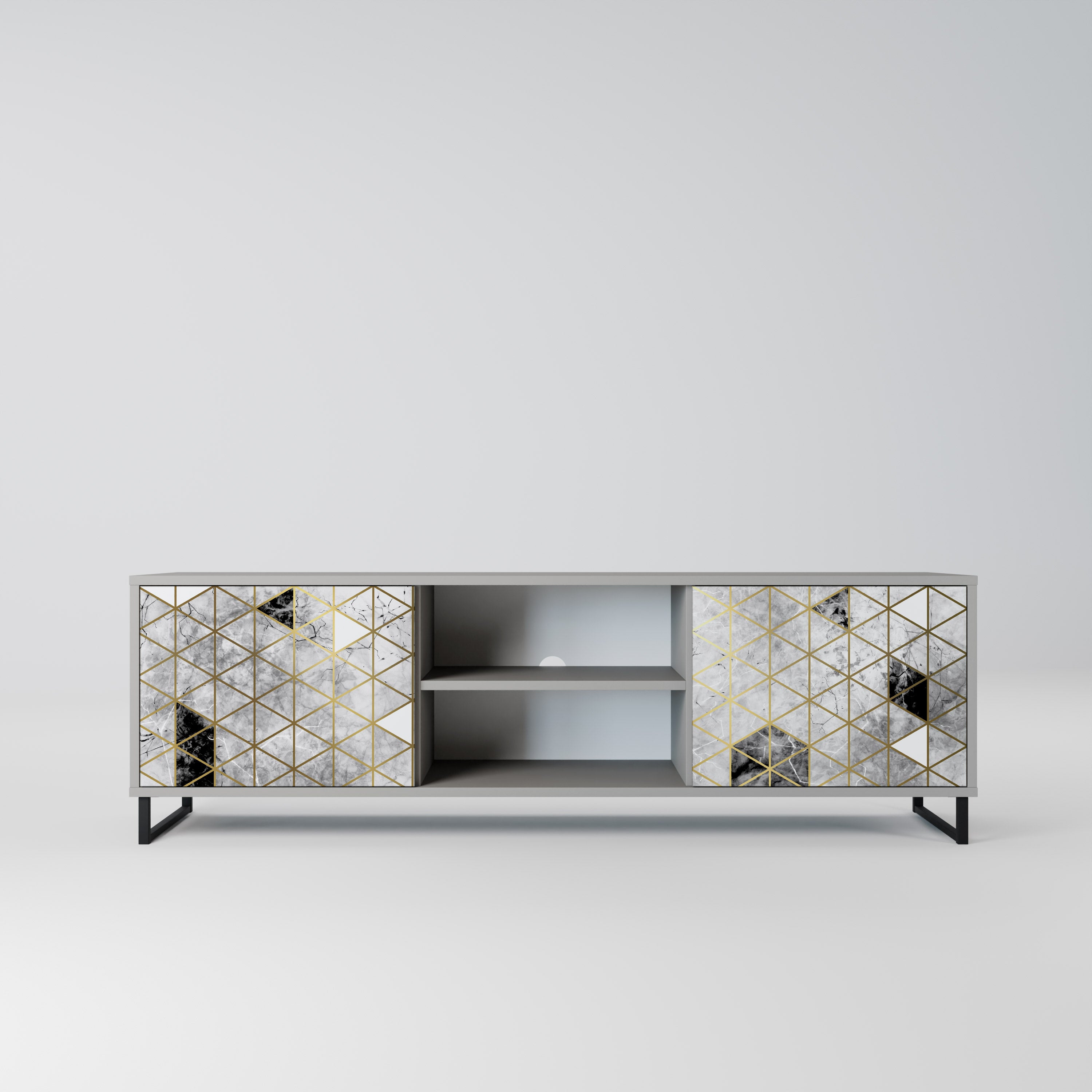 ASHEN ARIA 2-Door TV Stand in Grey Finish