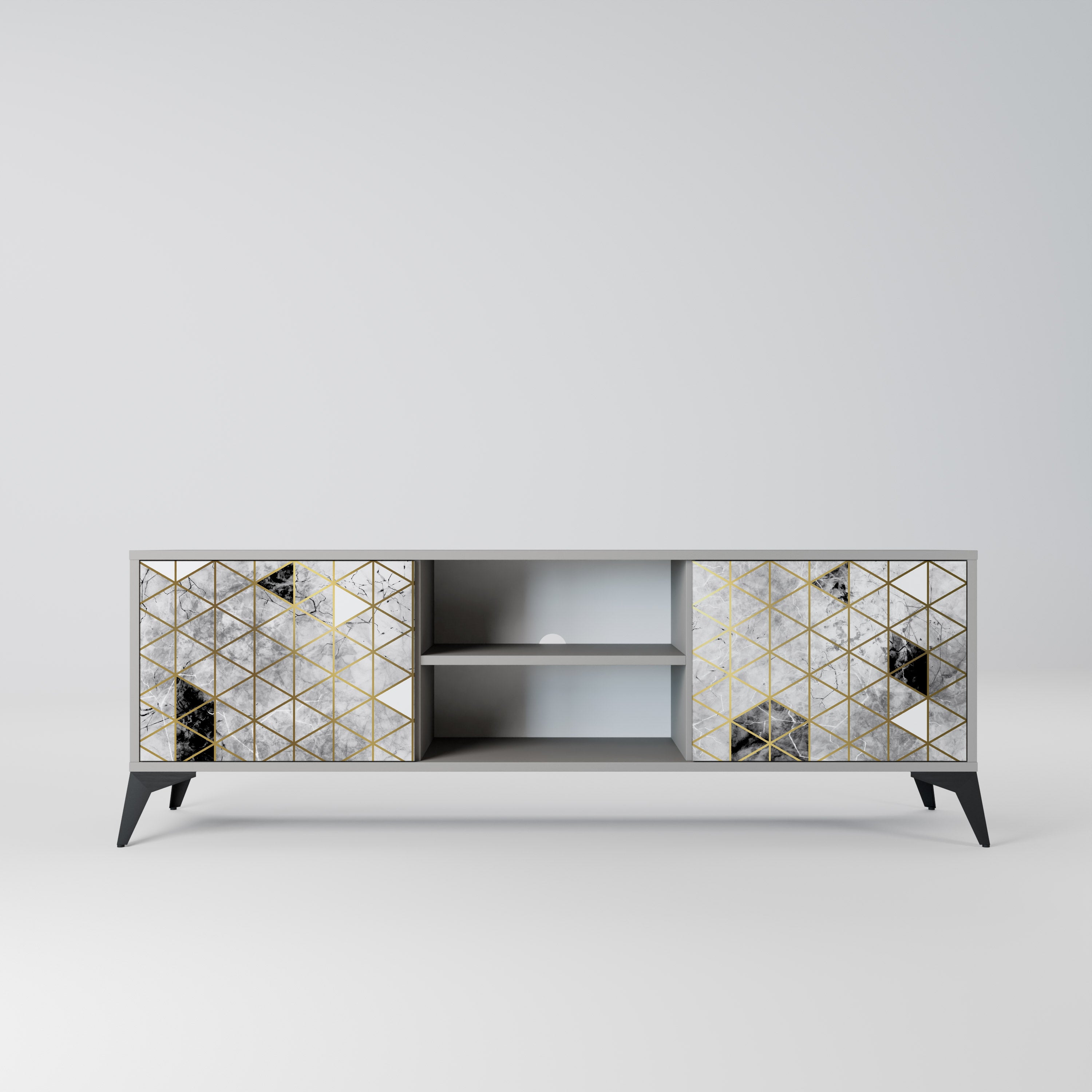 ASHEN ARIA 2-Door TV Stand in Grey Finish