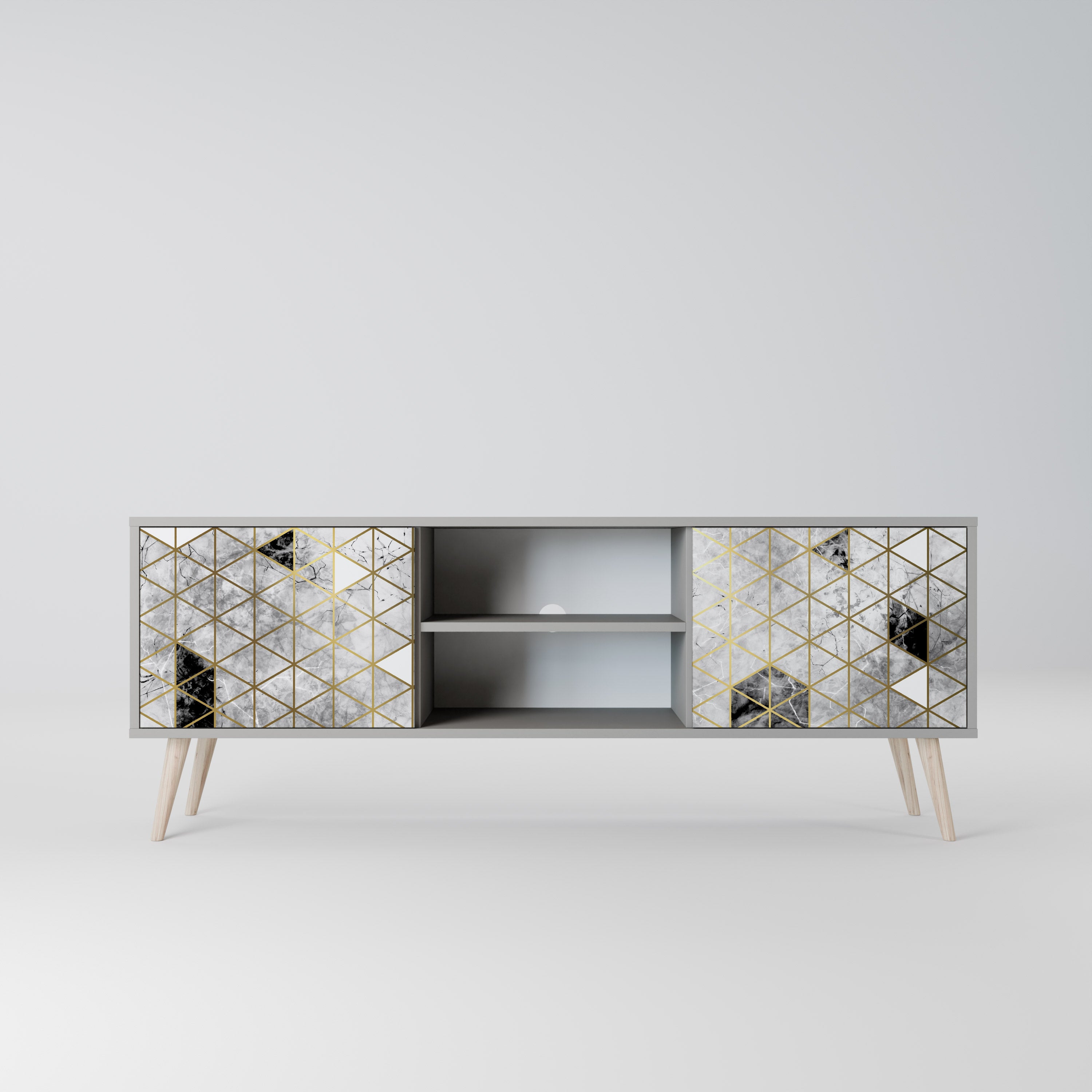 ASHEN ARIA 2-Door TV Stand in Grey Finish