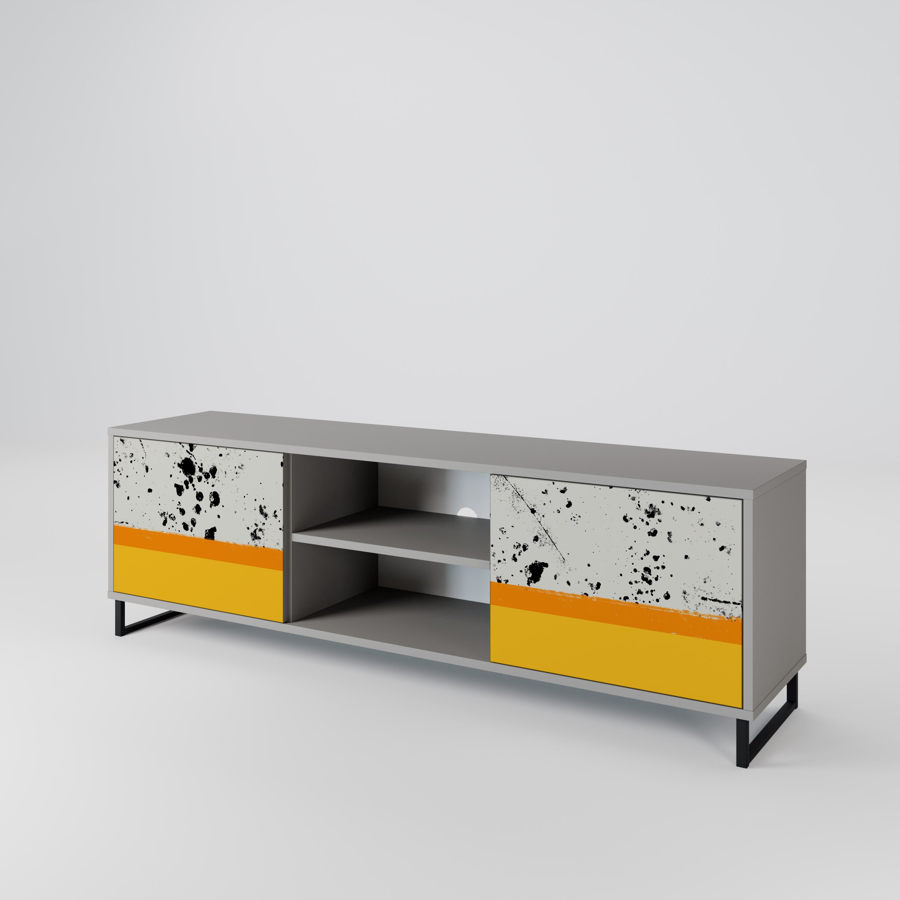 DYED BY ORANGE 2-Door TV Stand in Grey Finish
