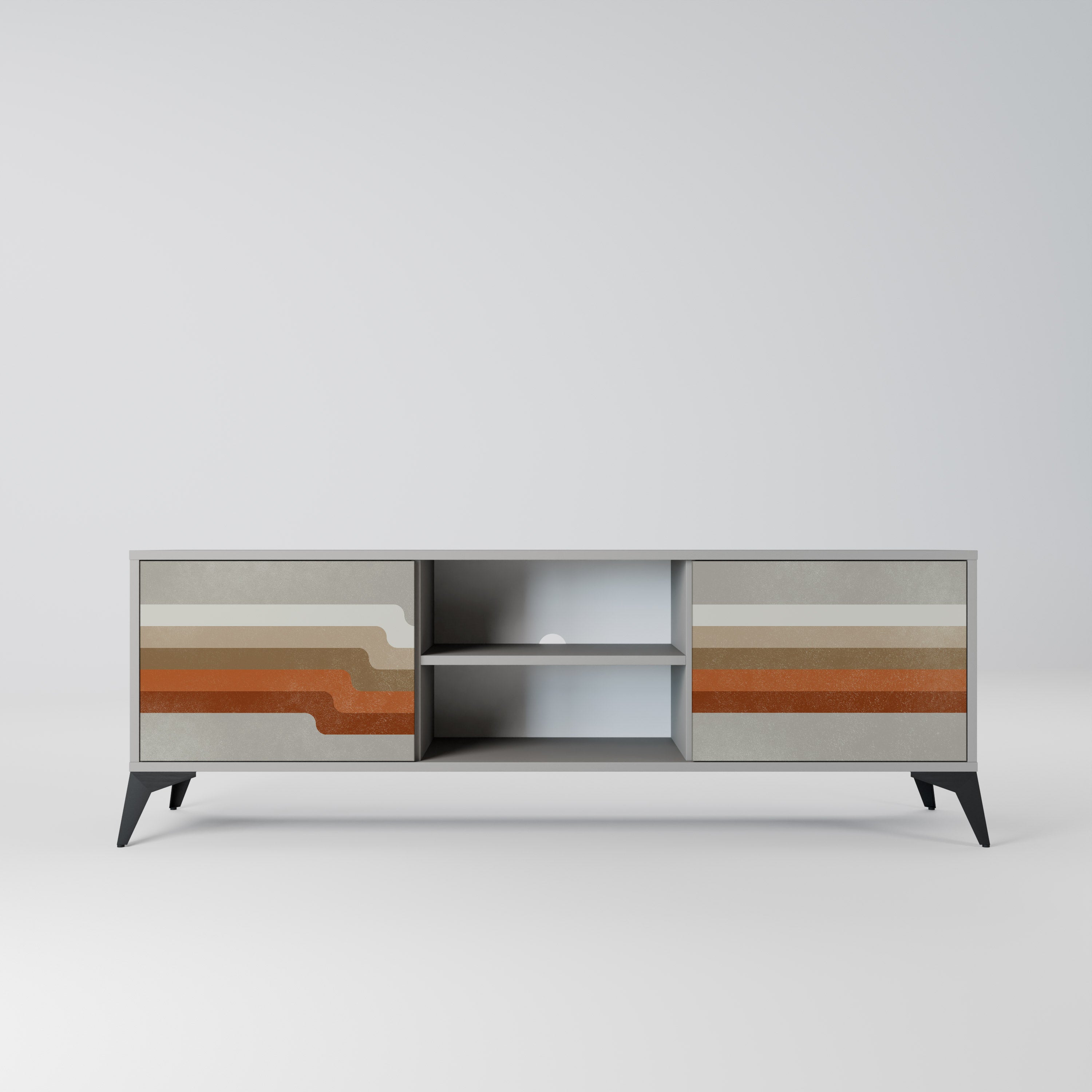 PECULIAR TRAIL 2-Door TV Stand in Grey Finish