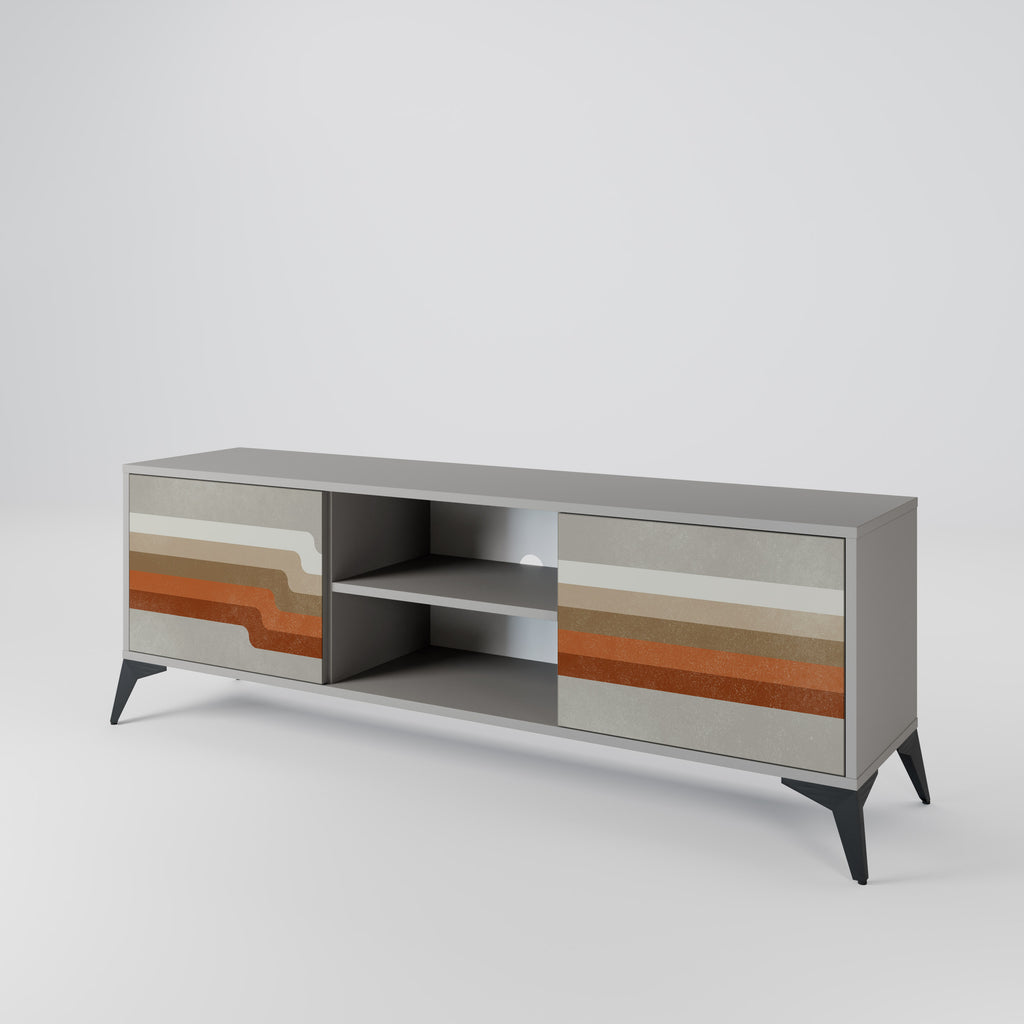 PECULIAR TRAIL 2-Door TV Stand in Grey Finish