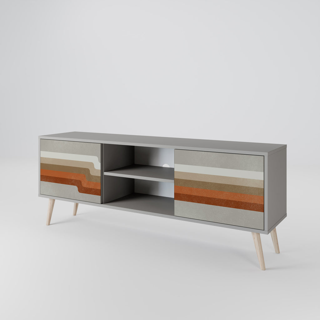 PECULIAR TRAIL 2-Door TV Stand in Grey Finish