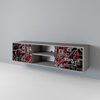 BROKEN LINES Mueble de TV de 2 Puertas en Acabado Gris