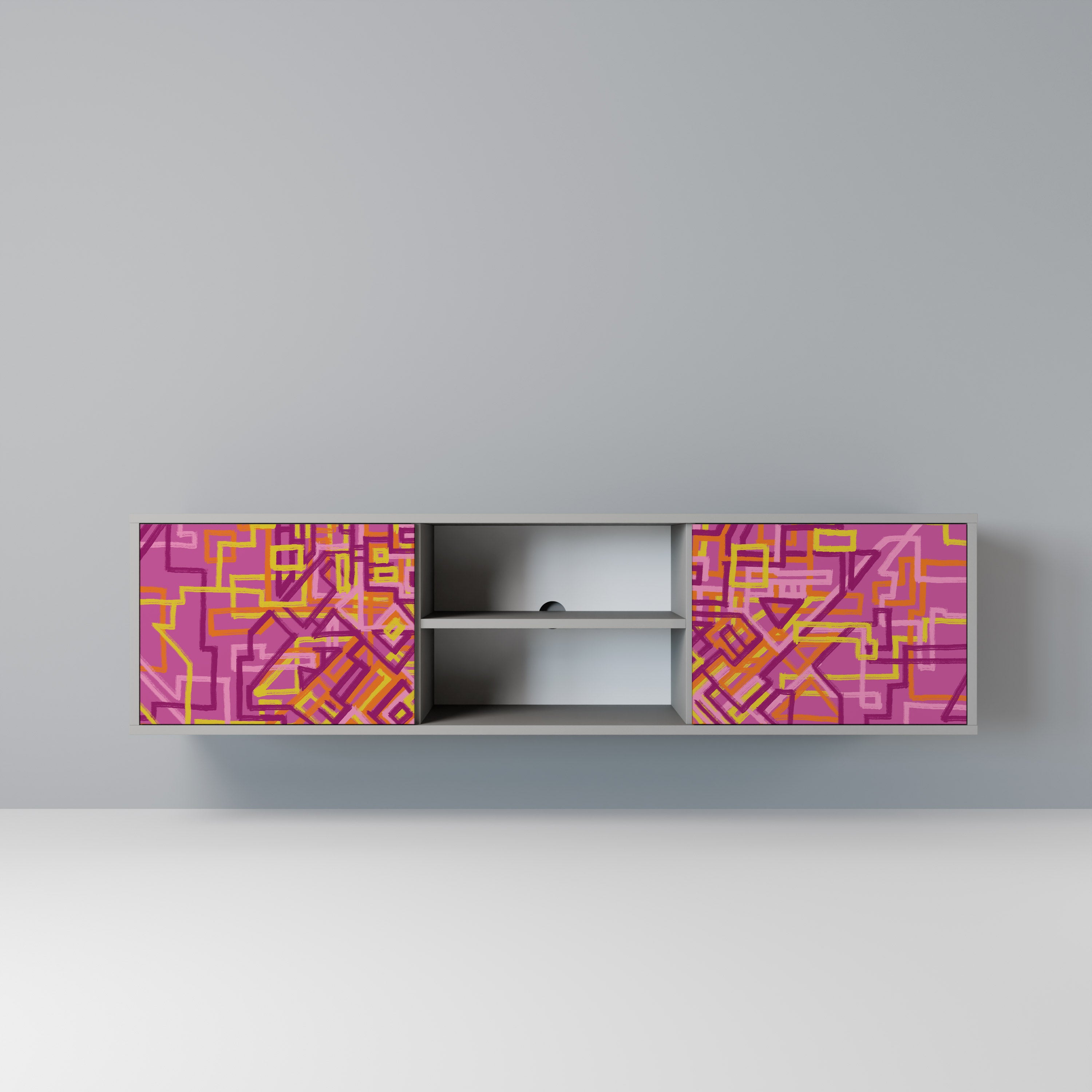 LOVELY MEMORIES 2-Door TV Stand in Grey Finish