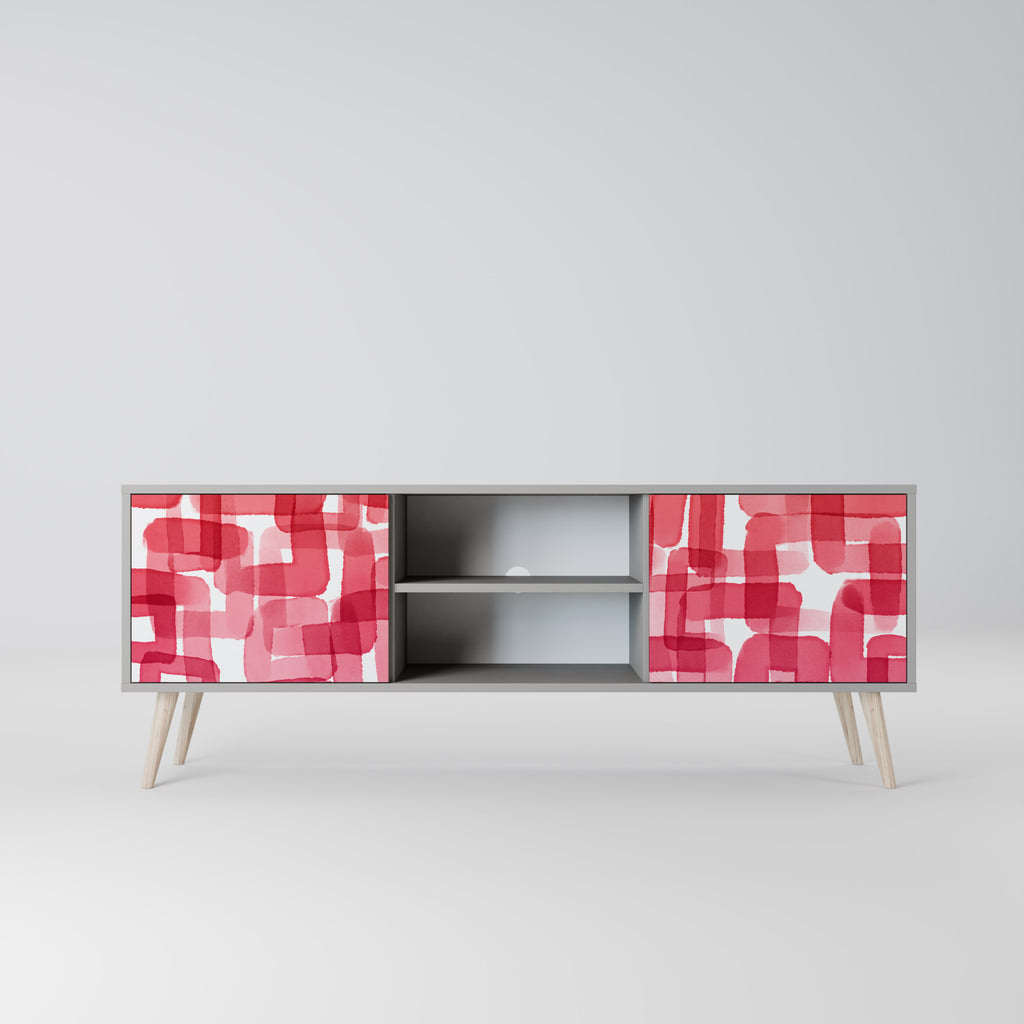 KALEIDOSCOPIC CUBISM 2-Door TV Stand in Grey Finish