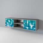 TURQUOISE RECTANGLES Mueble de TV de 2 Puertas en Acabado Gris