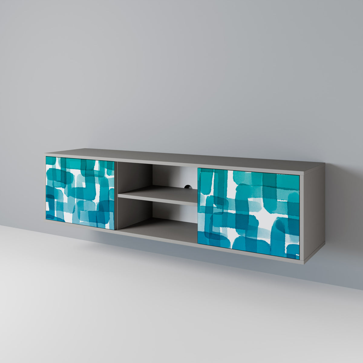 TURQUOISE RECTANGLES Mueble de TV de 2 Puertas