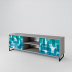 TURQUOISE RECTANGLES Mueble de TV de 2 Puertas en Acabado Gris