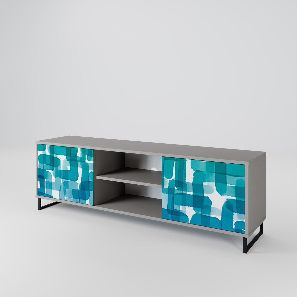 TURQUOISE RECTANGLES Mueble de TV de 2 Puertas