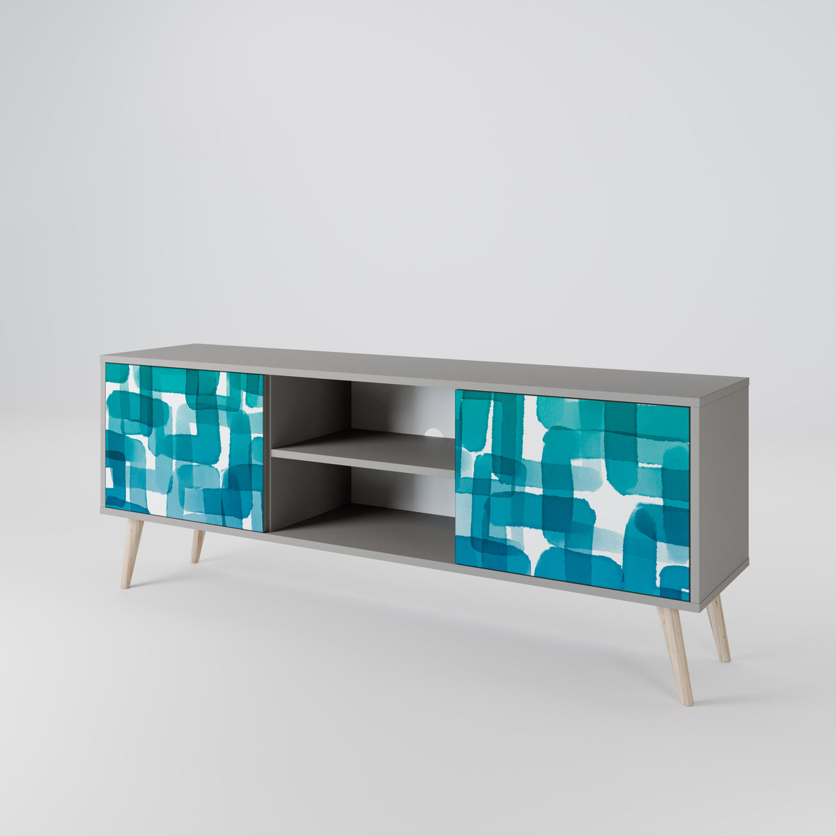 TURQUOISE RECTANGLES Mueble de TV de 2 Puertas