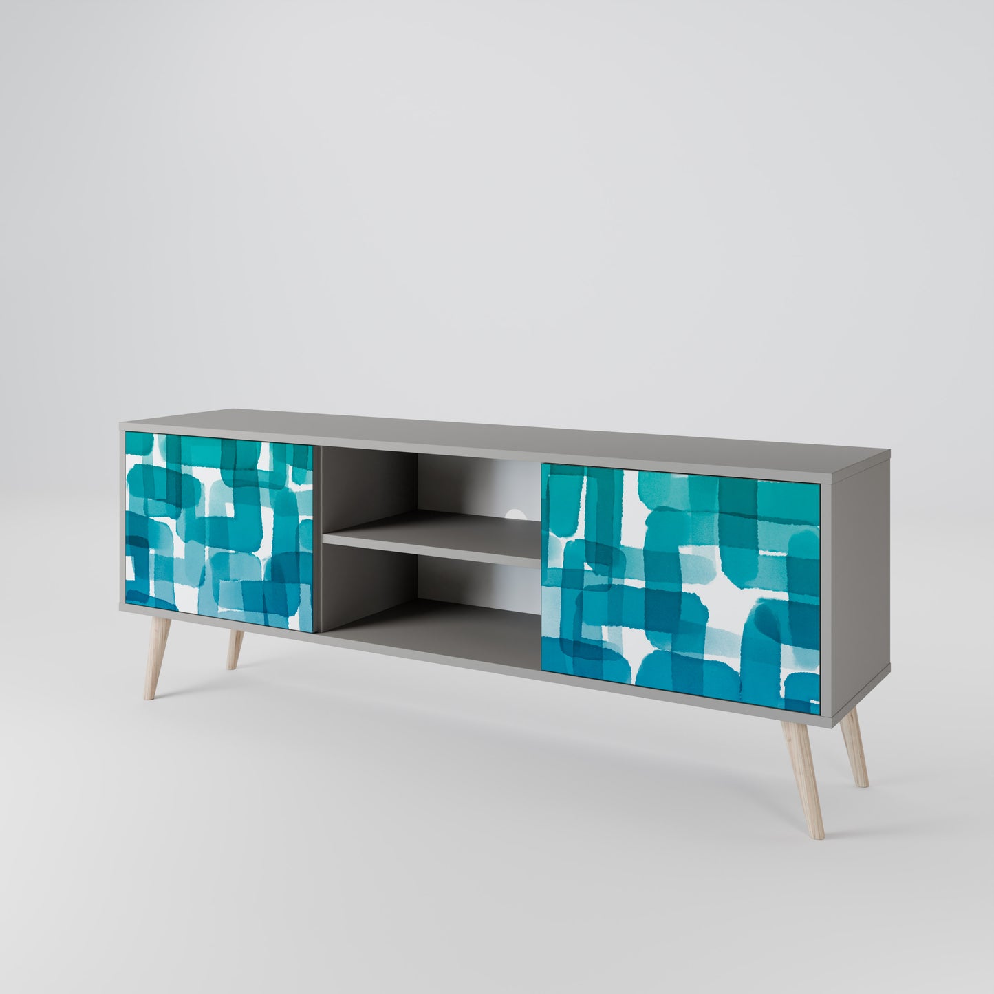 TURQUOISE RECTANGLES Mueble de TV de 2 Puertas