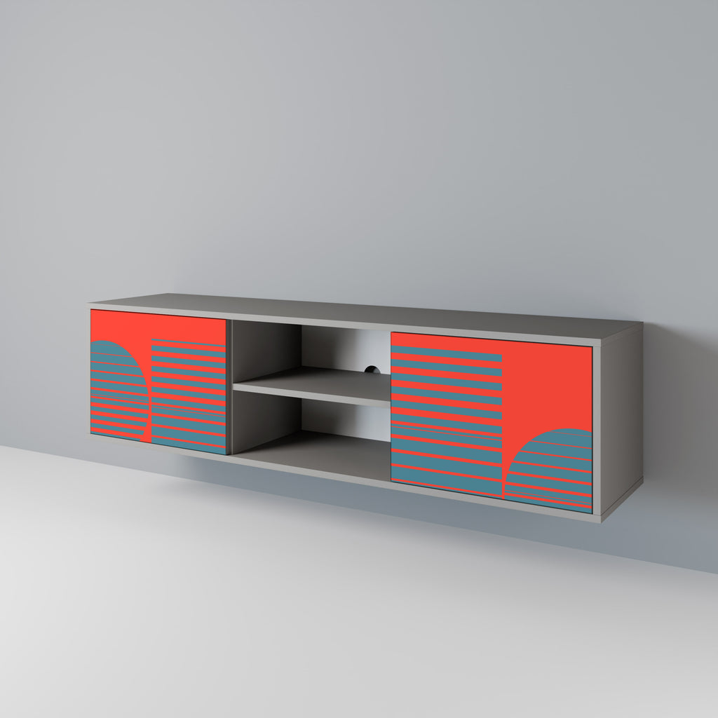 RISING GEOMETRY STARS 2-Door TV Stand in Grey Finish