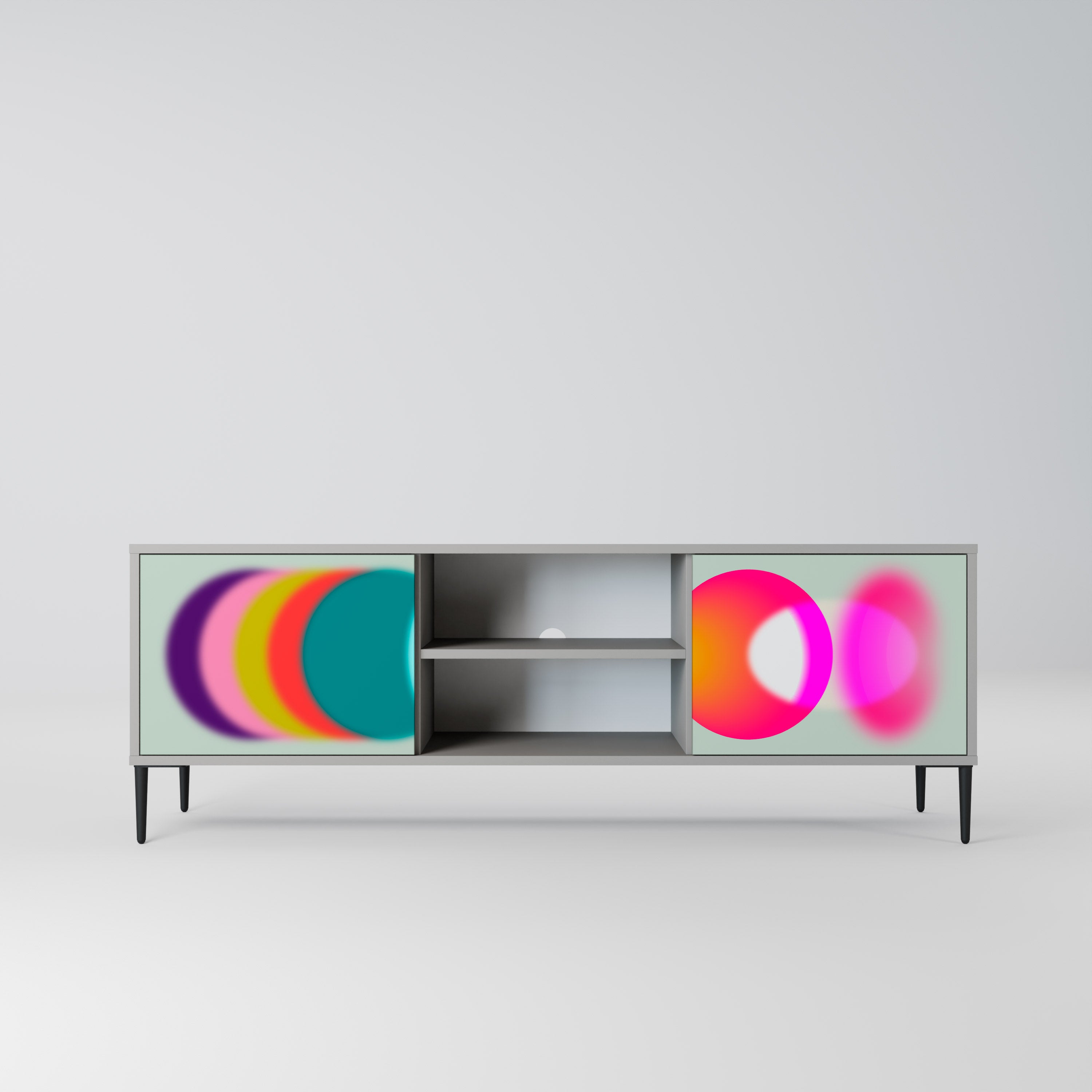 SYMPHONY OF COLORS 2-Door TV Stand in Grey Finish