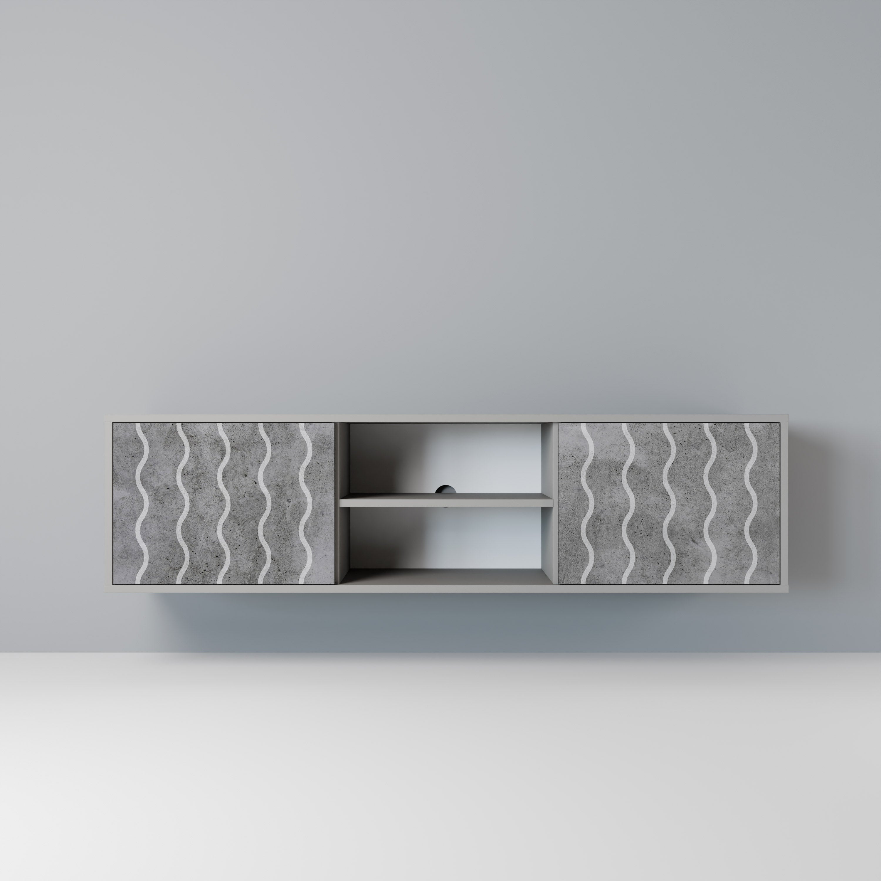 WAVES OF CONCRETE 2-Door TV Stand in Grey Finish